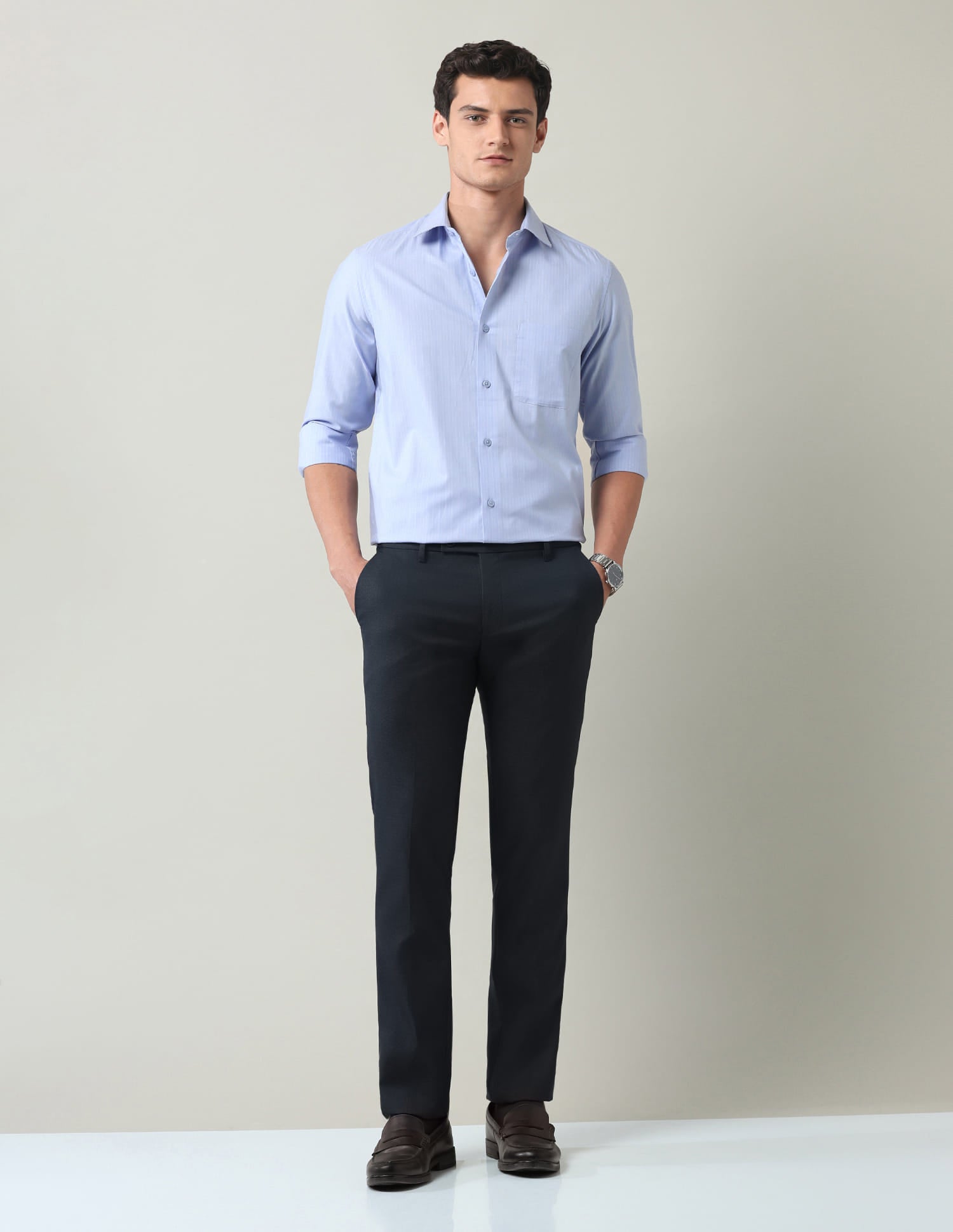 Vertical Striped Herringbone Shirt