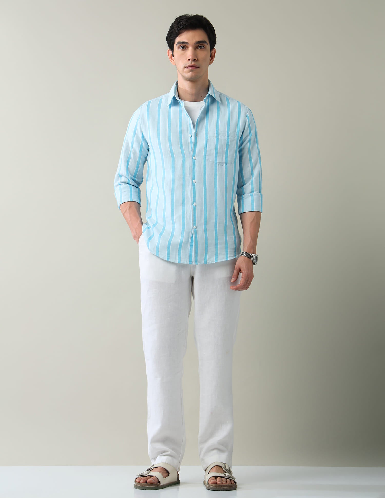 Classic Vertical Striped Slim Fit Shirt