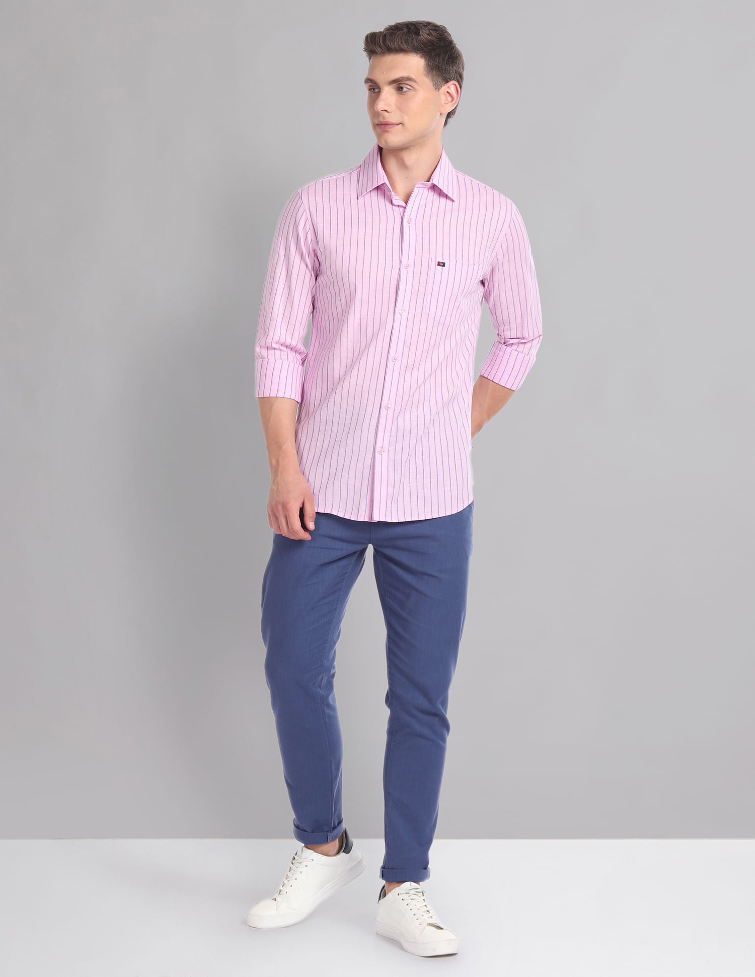 Office Switch Vertical Stripe Cotton Summer Shirt