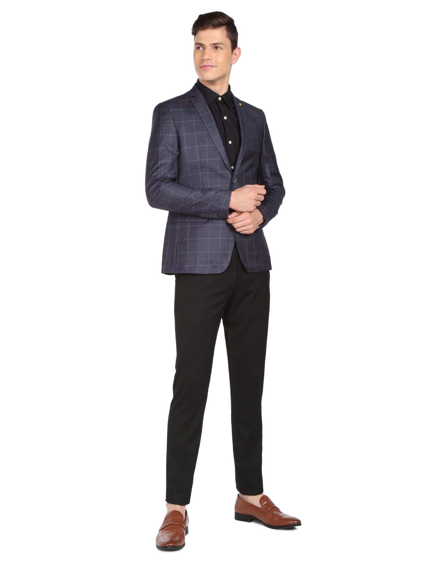Windowpane Check Twill Weave Blazer