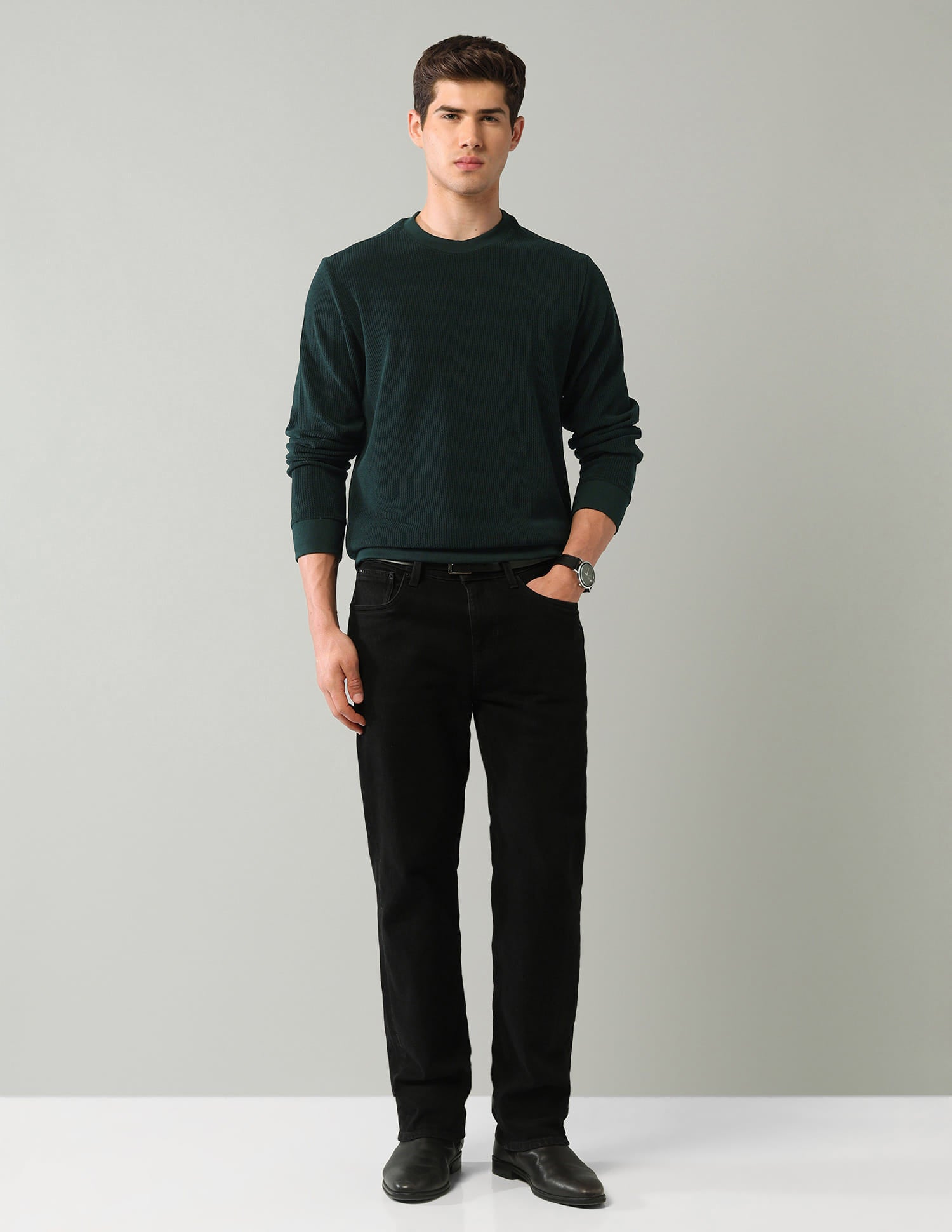 Textured Regular Fit Sweatshirt