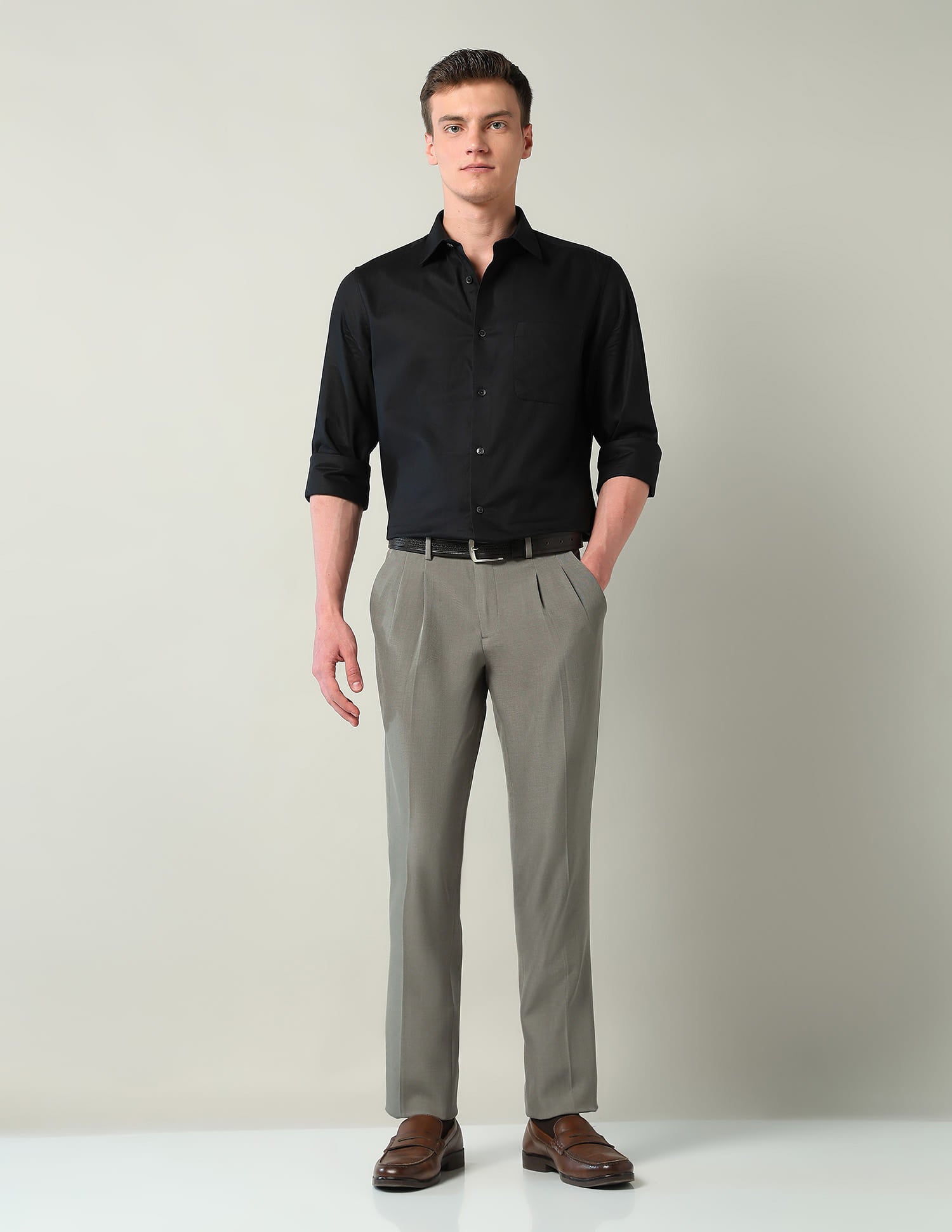 Mid Rise Pleated Formal Trousers