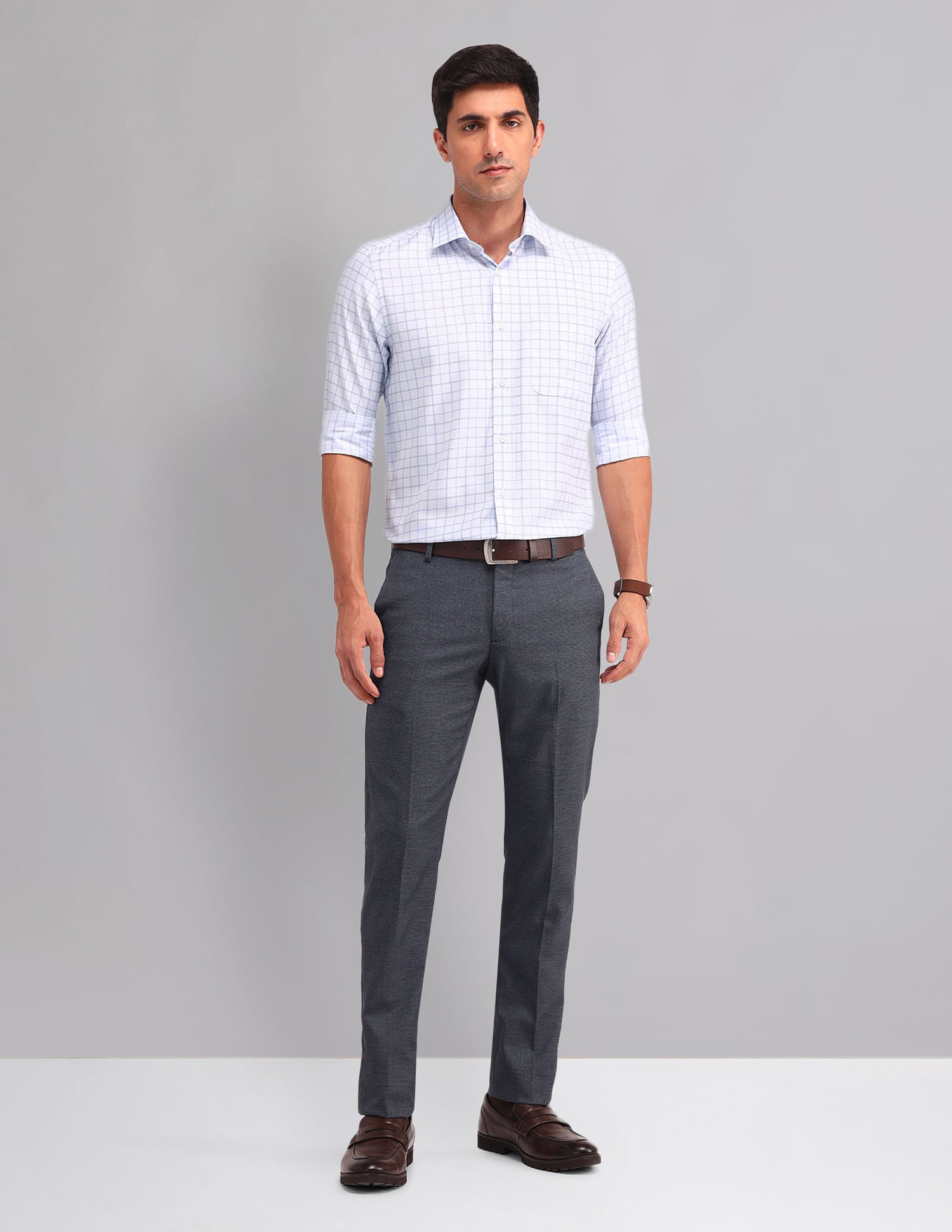 Sleek & Modern  Regular Fit Checked Twill Shirt