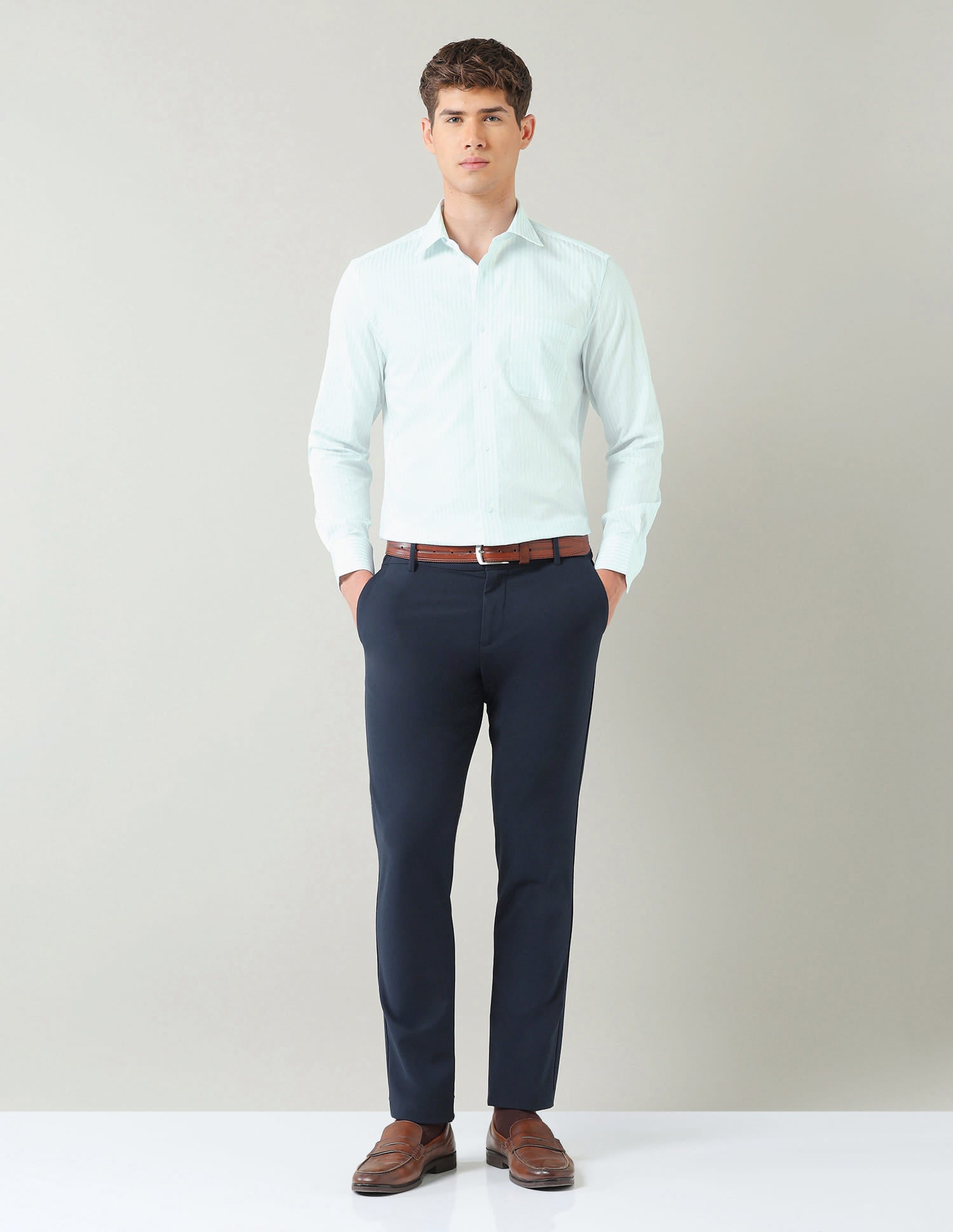 Vertical Striped Dobby Weave Regular Fit Shirt