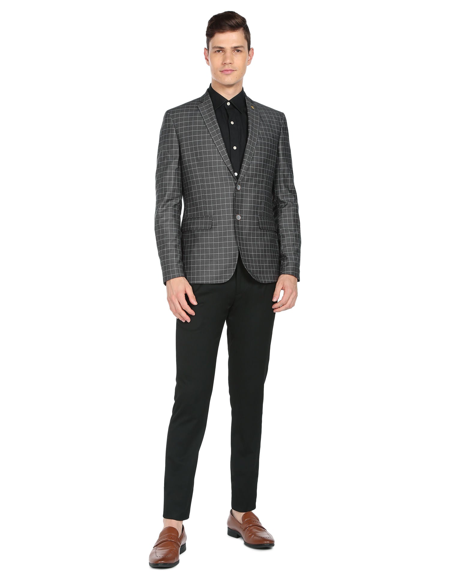 Modern Luxe Windowpane Check Tailored Fit Blazer