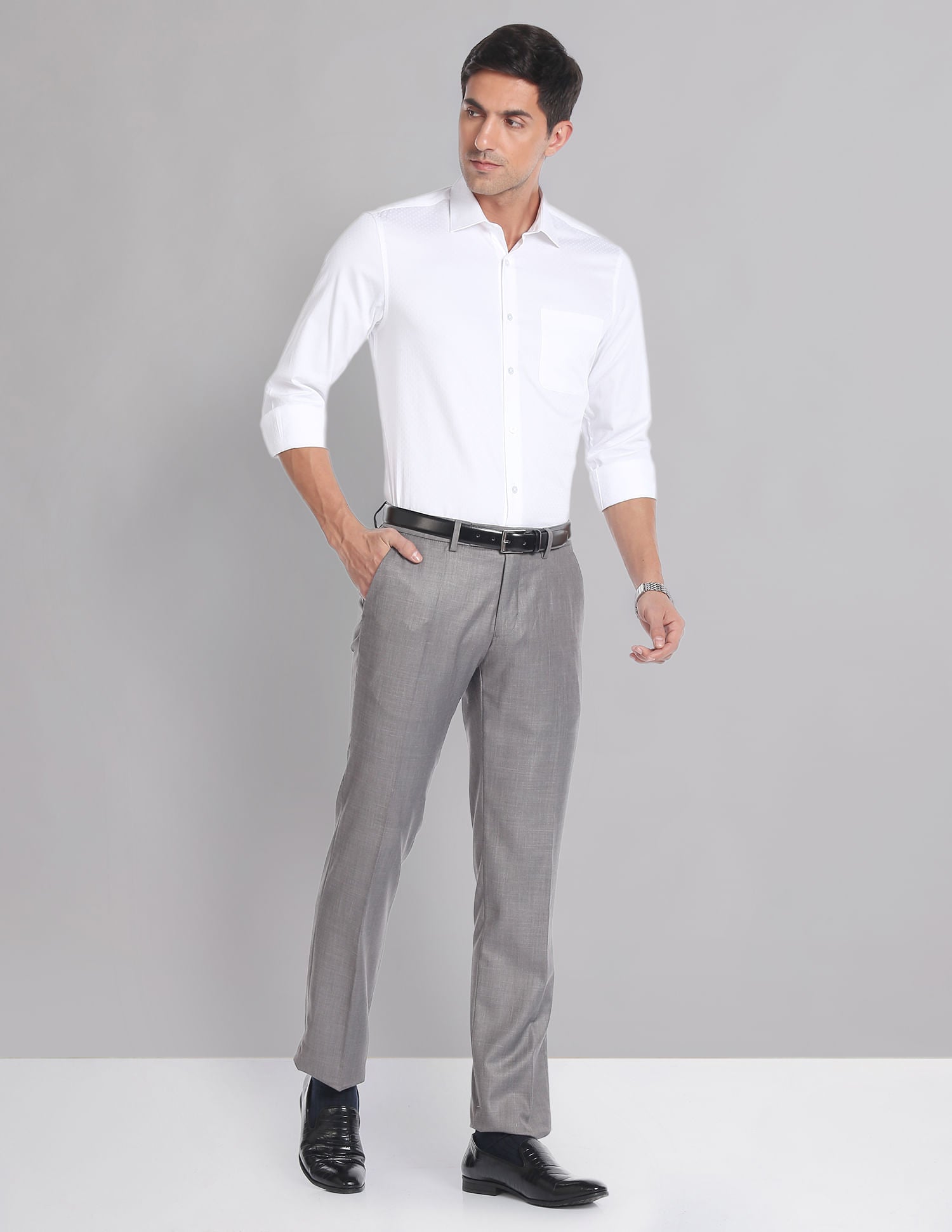 Office Staple Pure Cotton Self Design Formal Shirt