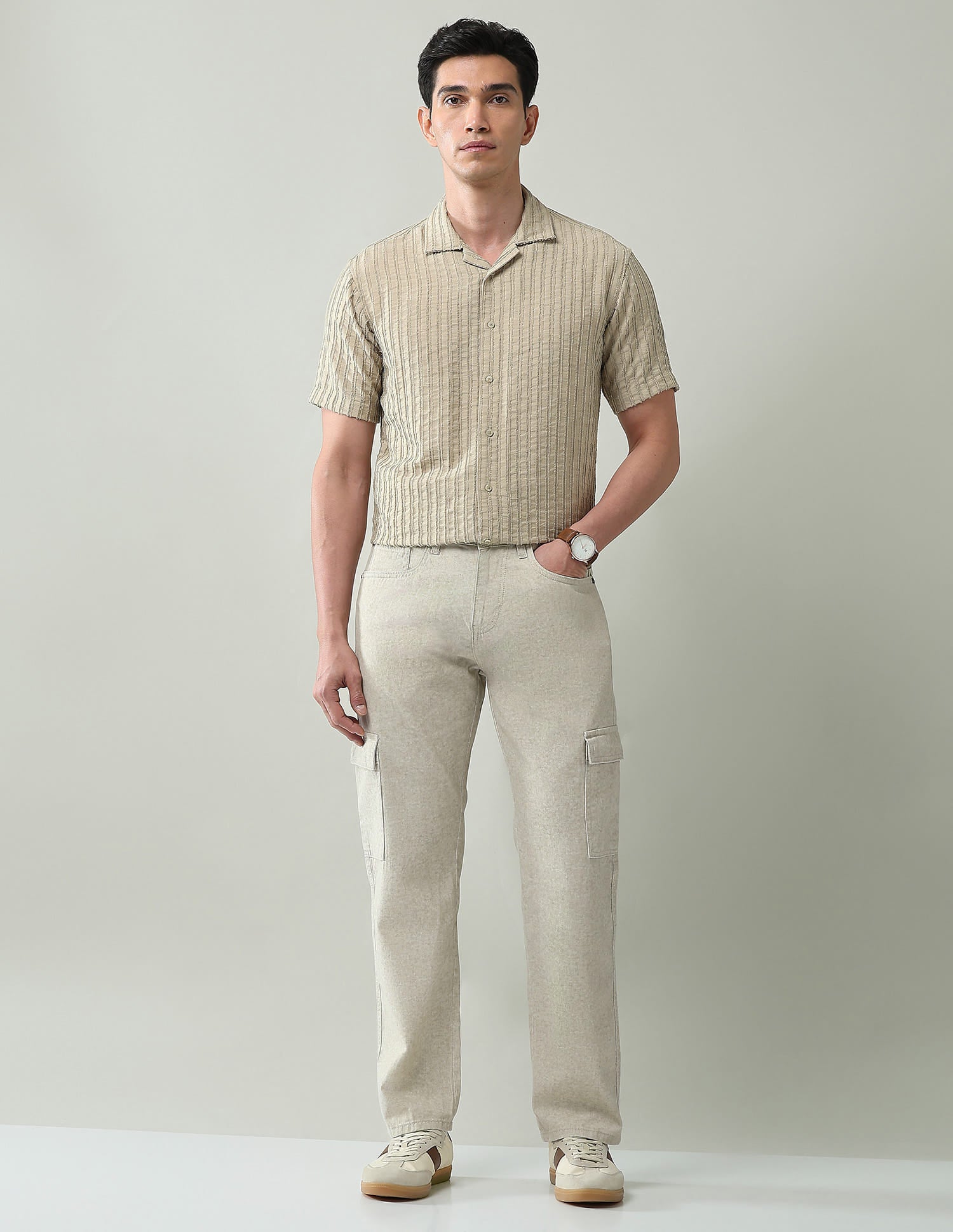 Textured Comfort Fit Cargos