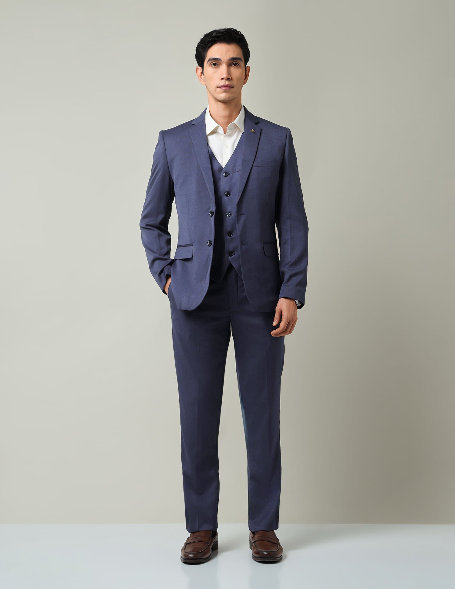 Boardroom Essential Solid Regular Fit Dobby Weave Suit