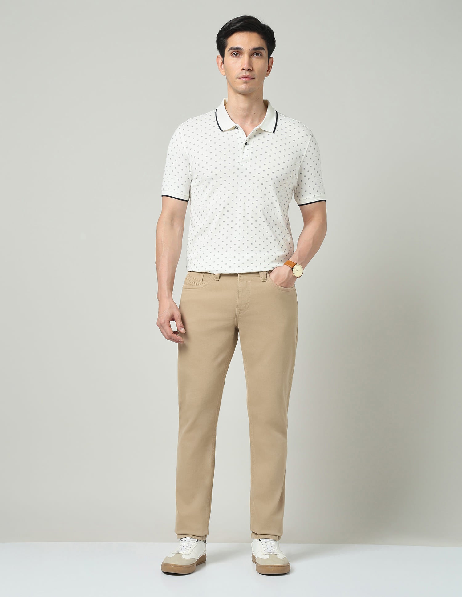 Vintage Cool Geometric Print Slim Fit Polo Shirt