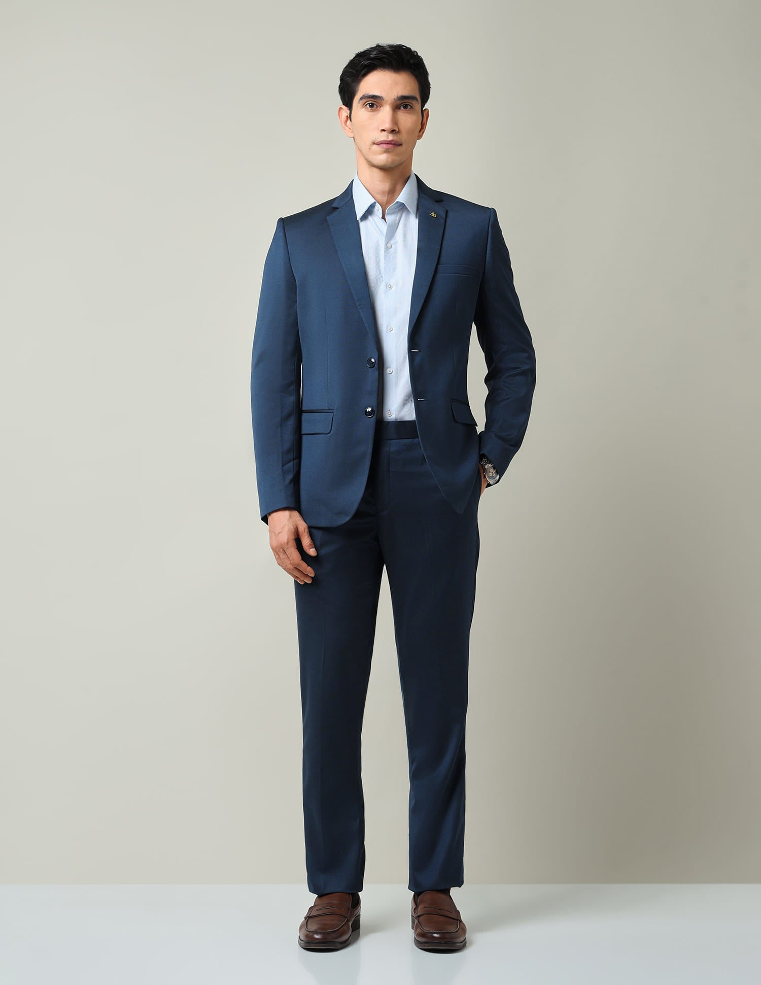 Boardroom Essential Solid Regular Fit Dobby Weave Suit