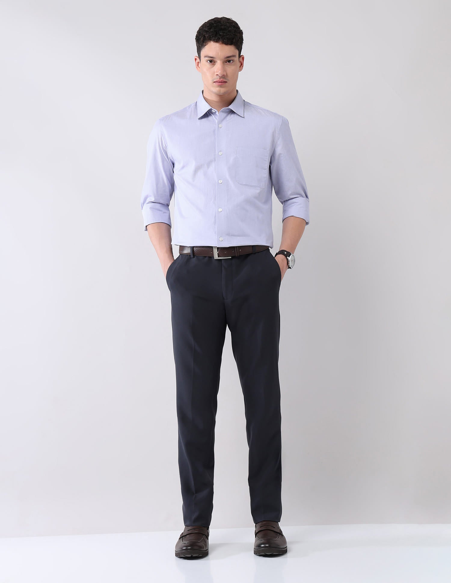 Wardrobe-Coded Regular Fit Vertical Striped Shirt