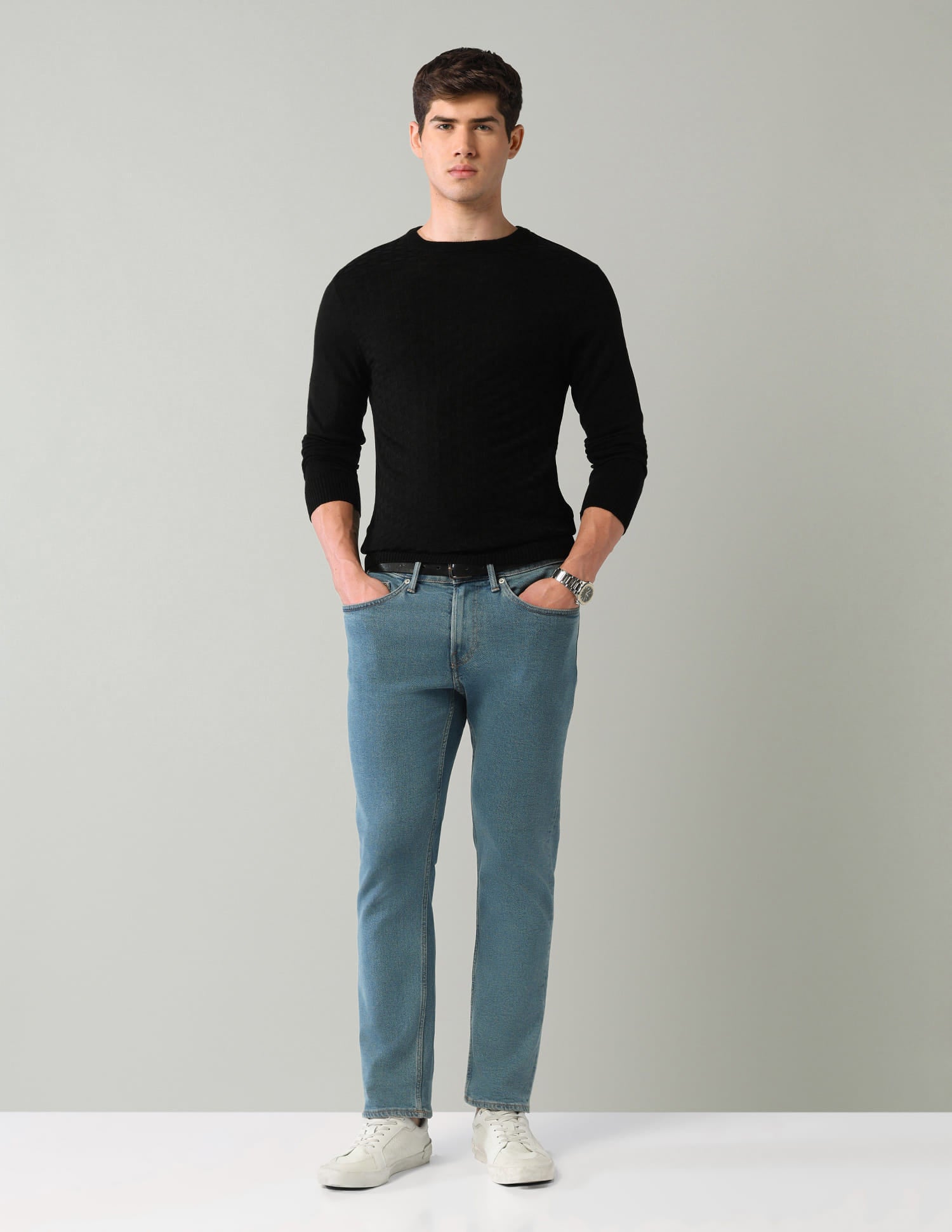 Patterned Knit Mens Sweater