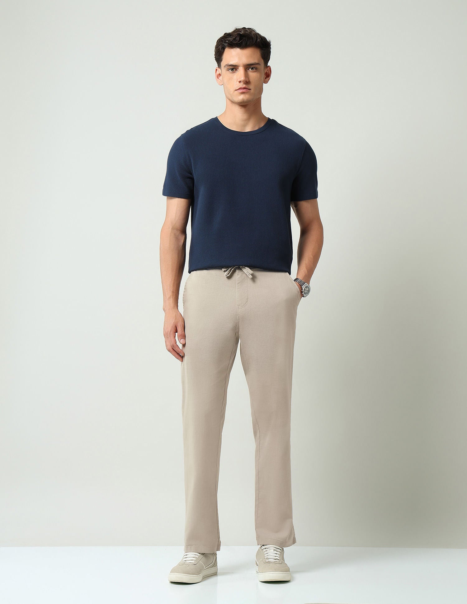 Work Essential mid Rise Regular Fit Trousers