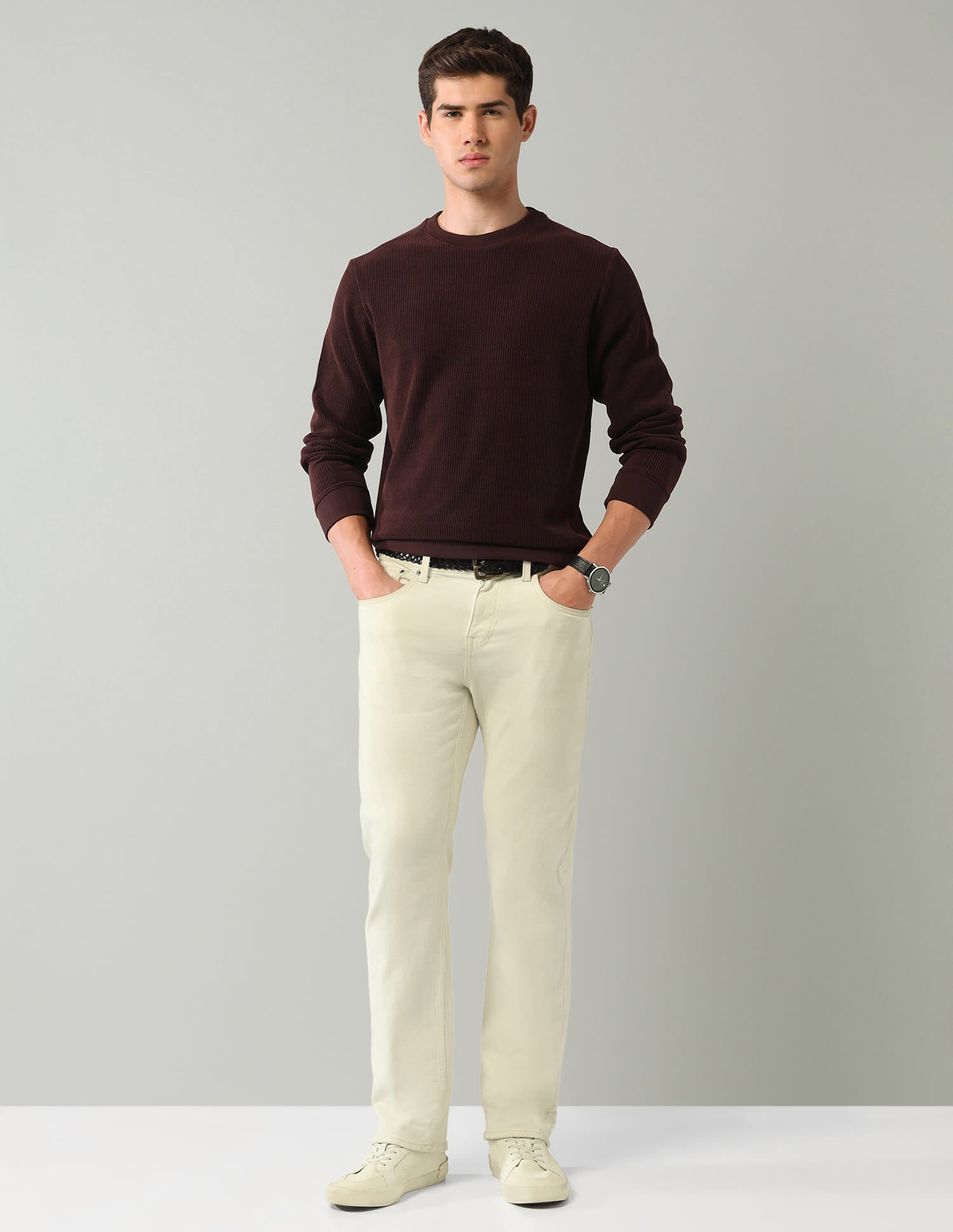 Textured Regular Fit Sweatshirt