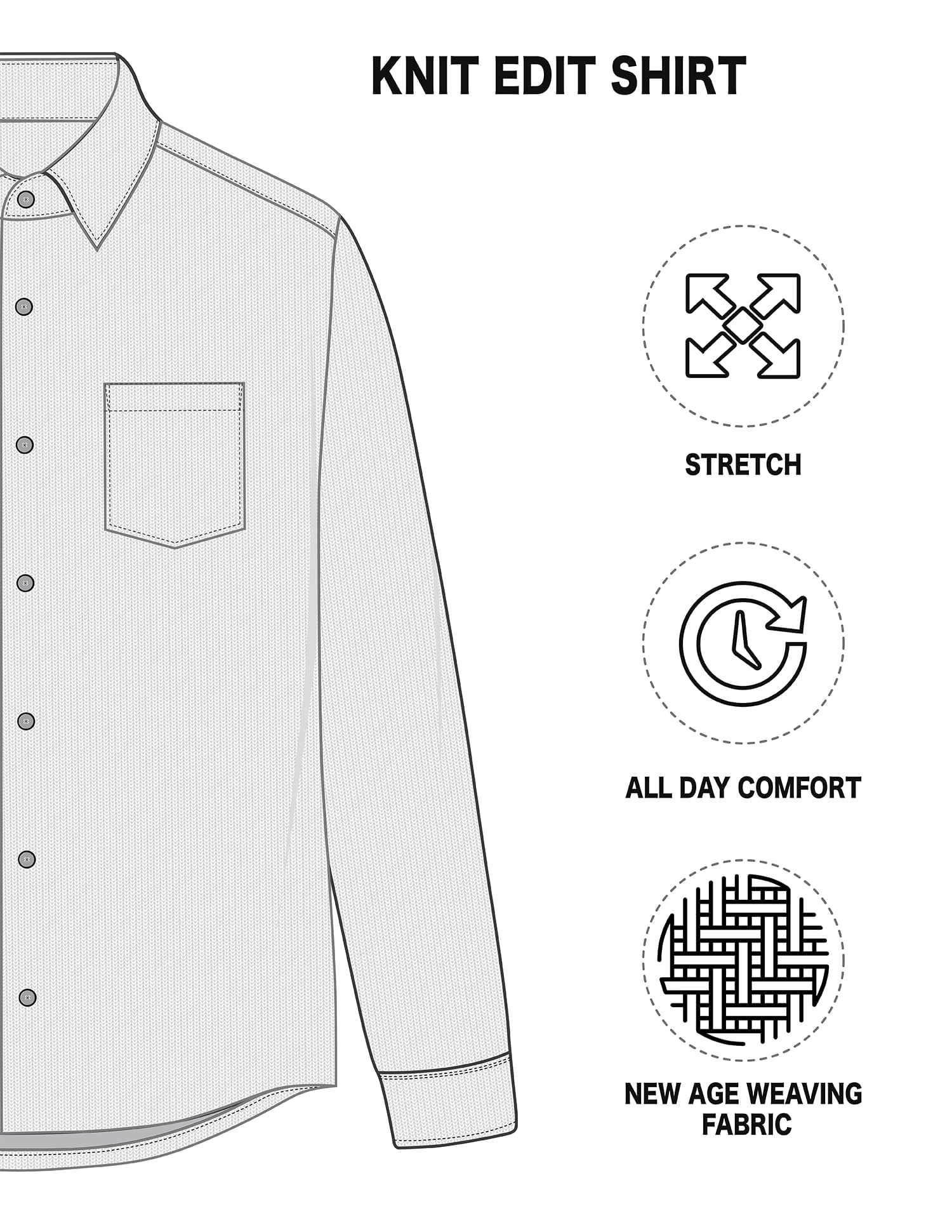 Everyday Wear Knit Solid Slim Fit Casual Shirt
