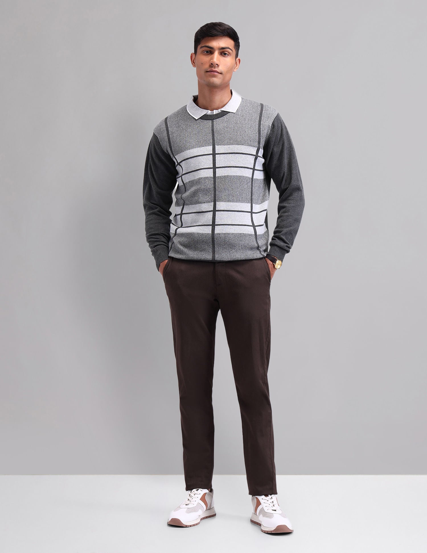 Elevated Essential Modern Slim Fit Patterned Knit Sweater
