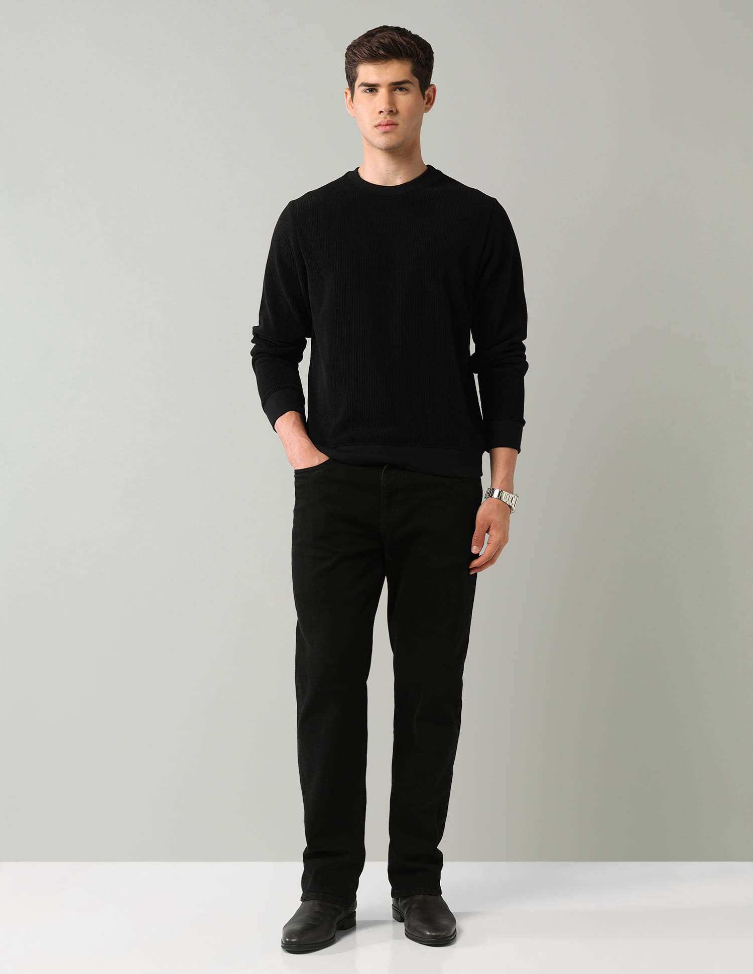 Textured Regular Fit Sweatshirt