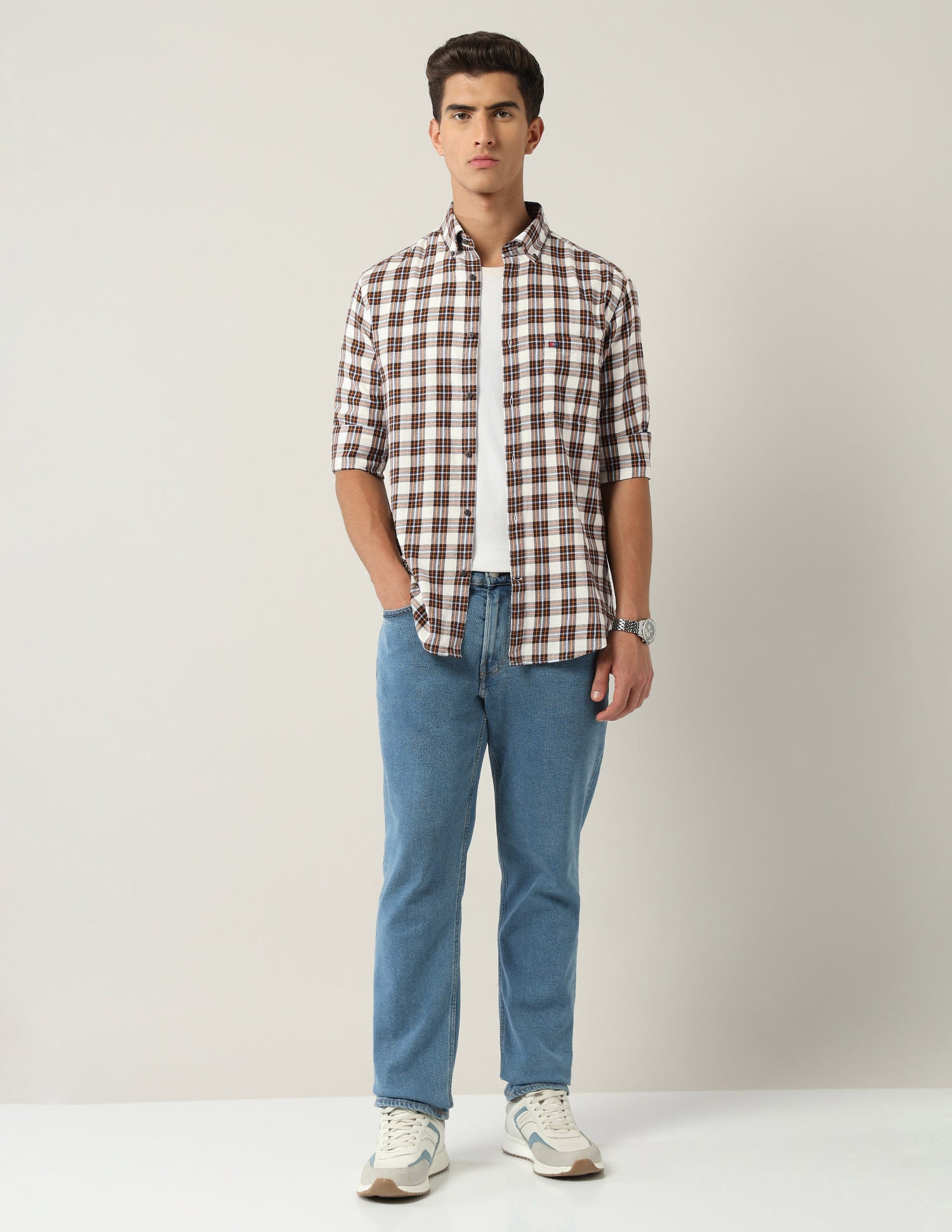 City Chronicles Modern Slim Fit Tartan Checked Shirt