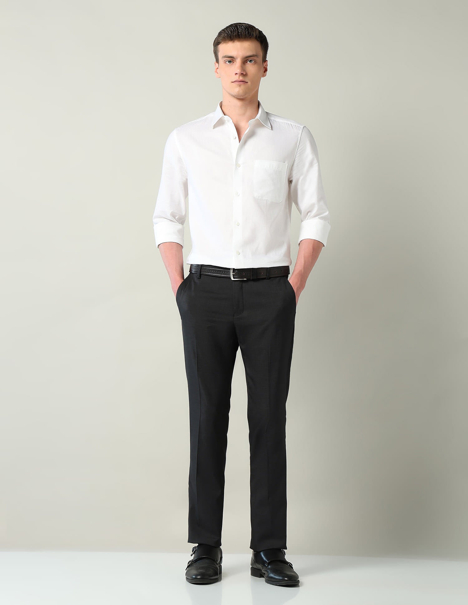 Mid Rise Regular Fit Formal Trousers