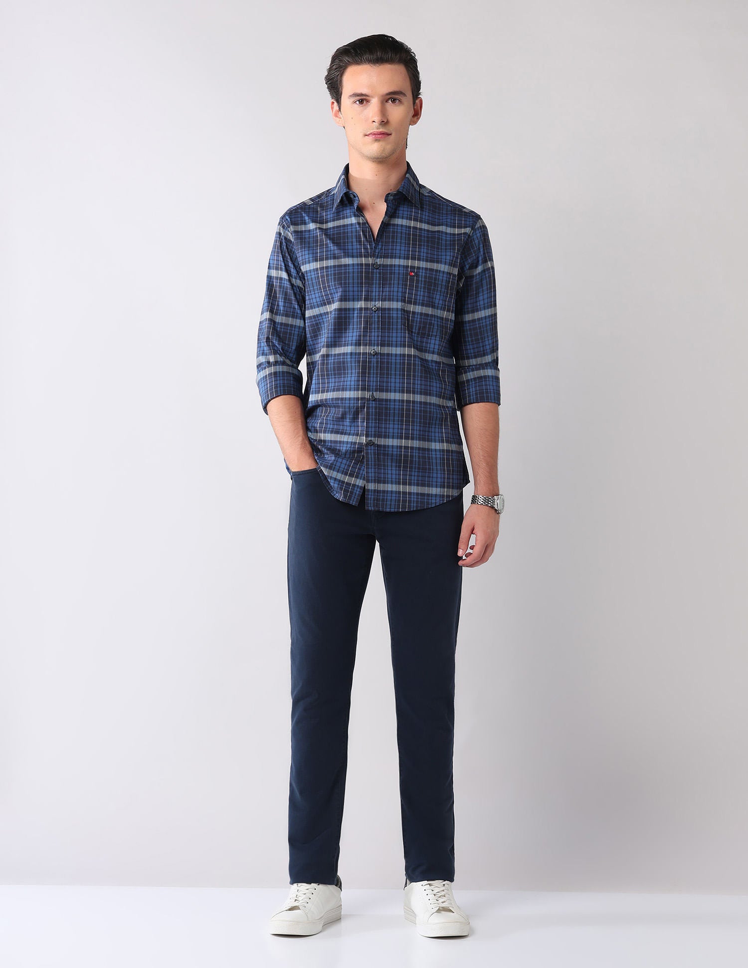 City Chronicles Modern Slim Fit Tartan Checked Shirt