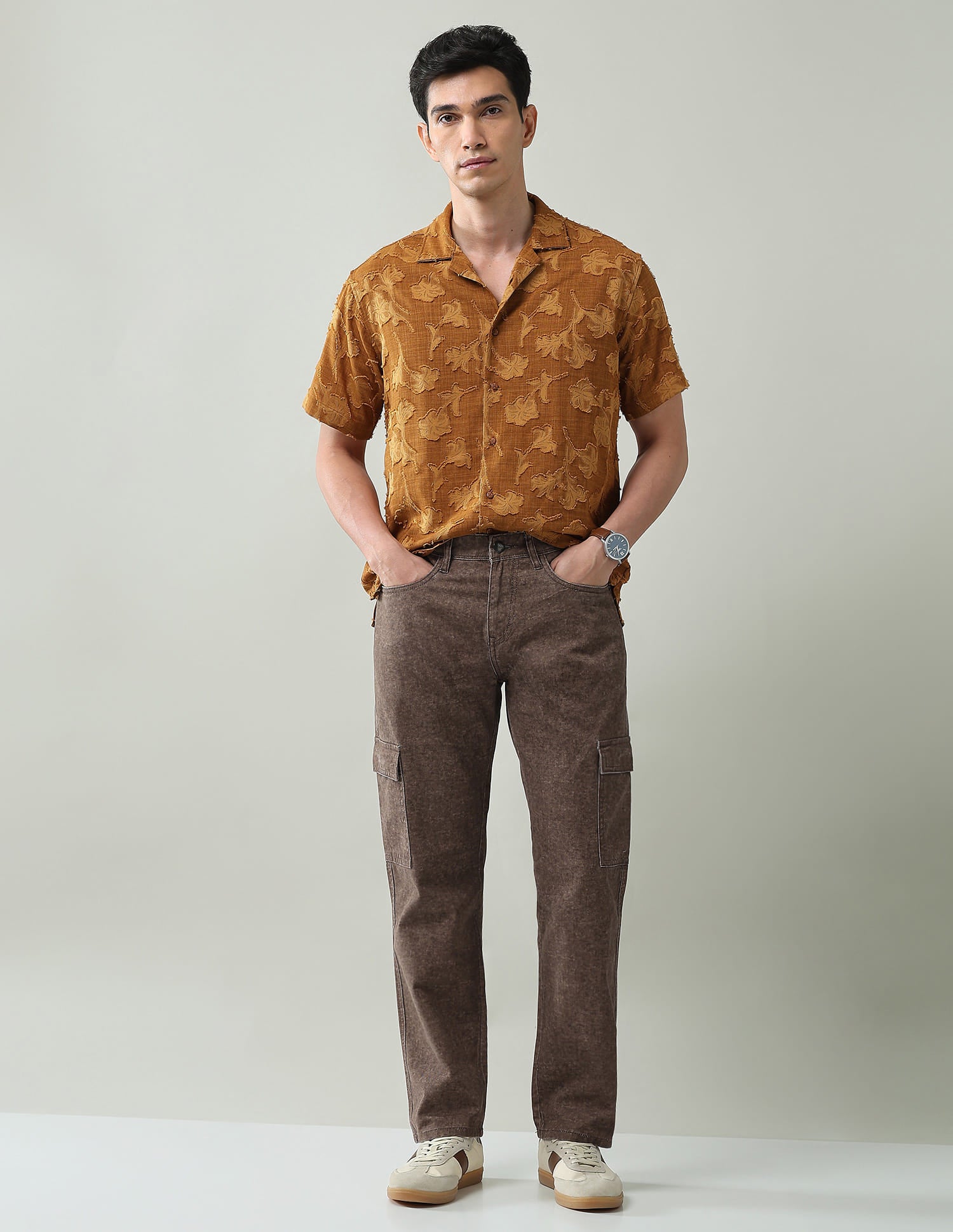 Textured Comfort Fit Cargos