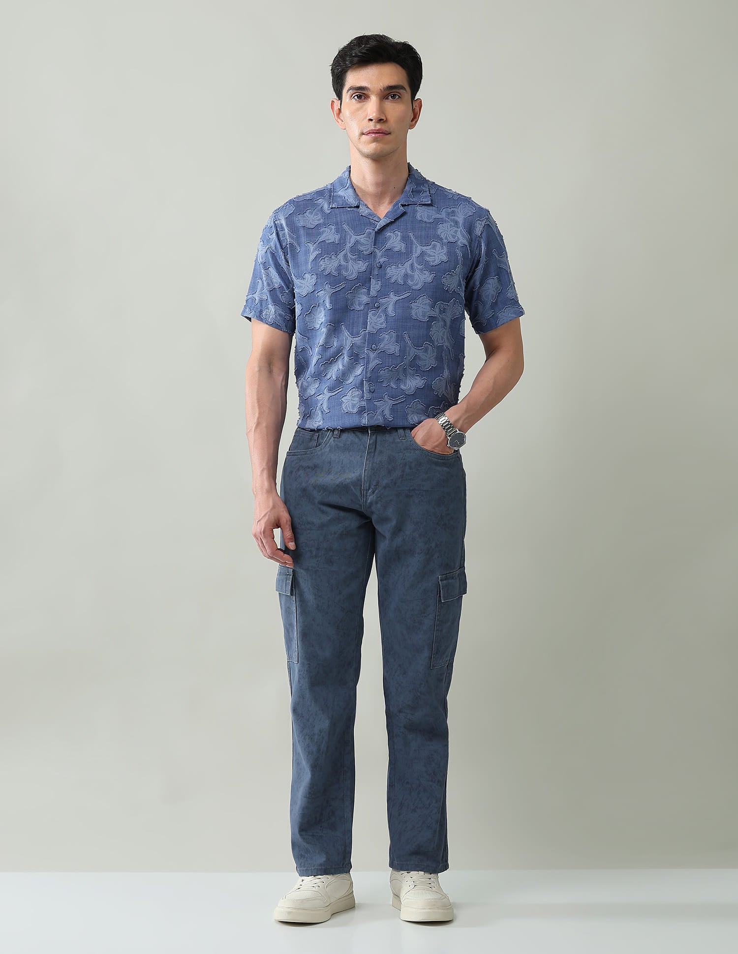 Textured Comfort Fit Cargos