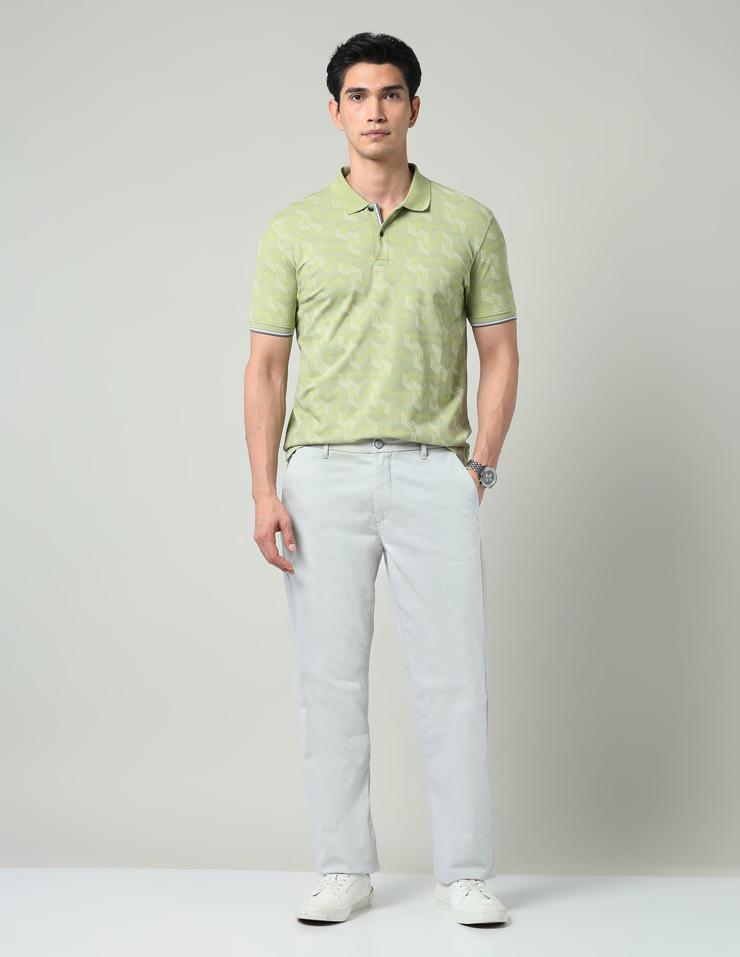 Vintage Cool Geometric Print Slim Fit Polo Shirt