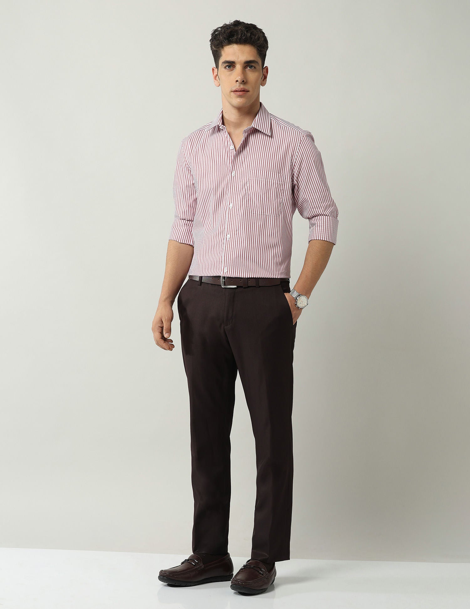 Wardrobe-Coded Regular Fit Vertical Striped Shirt