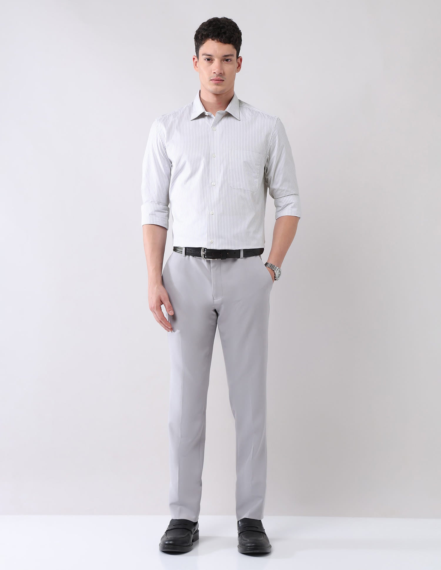 Wardrobe-Coded Regular Fit Vertical Striped Shirt