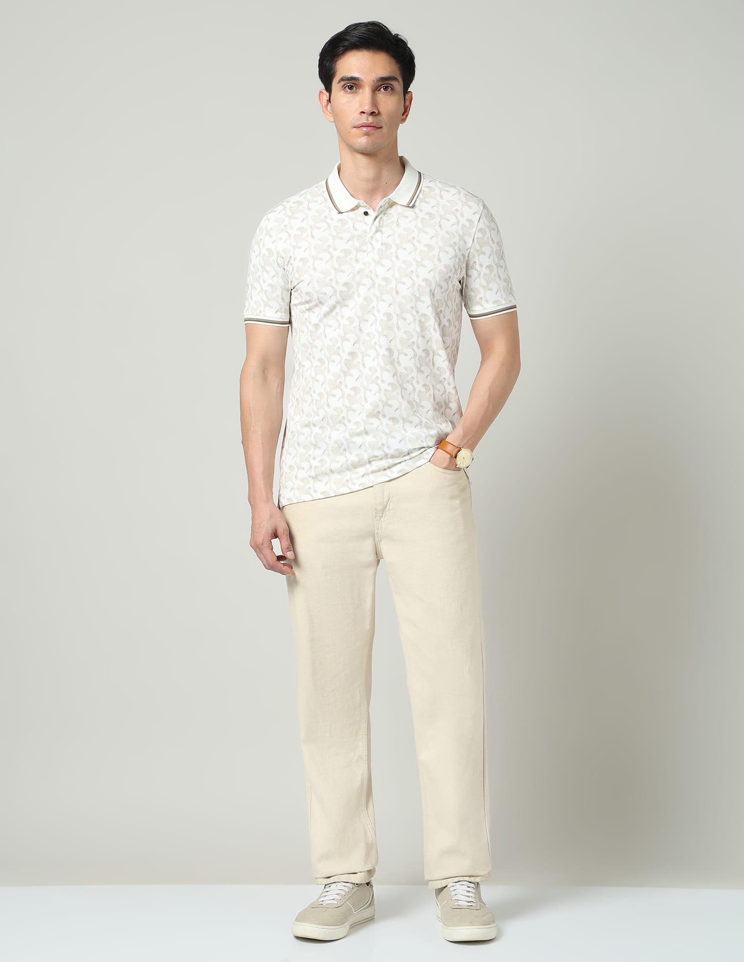 Vintage Cool Geometric Print Slim Fit Polo Shirt