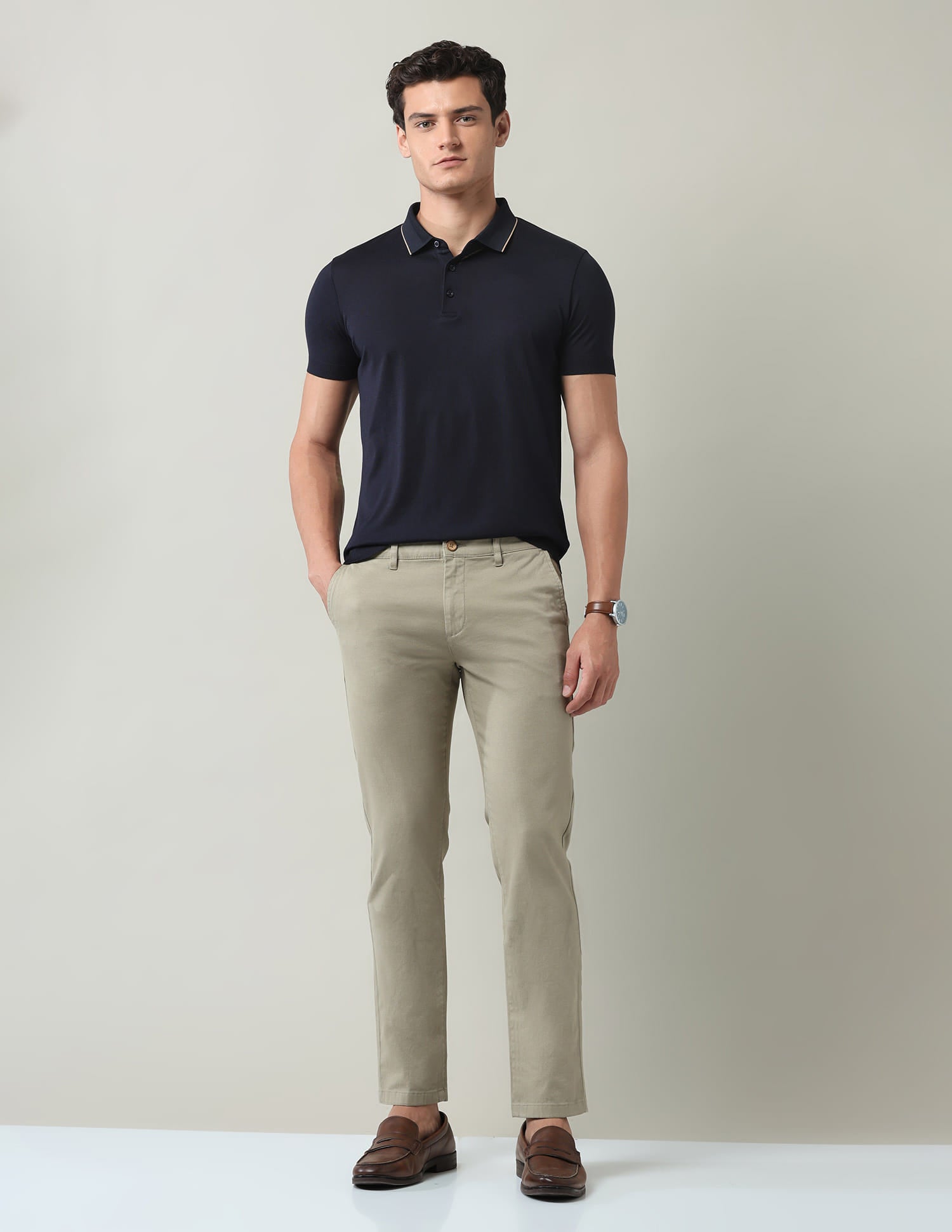Textured Slim Fit Dobby Trousers