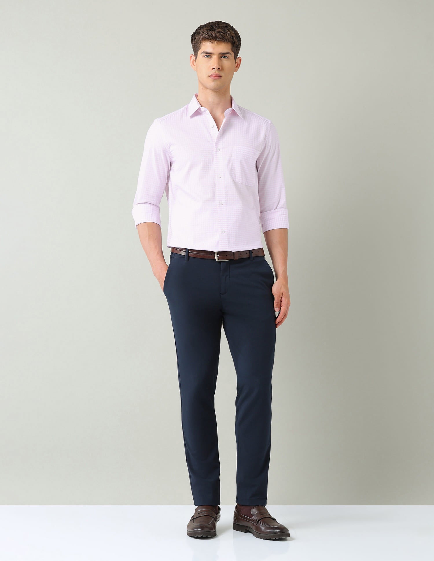 Vertical Striped Dobby Weave Regular Fit Shirt