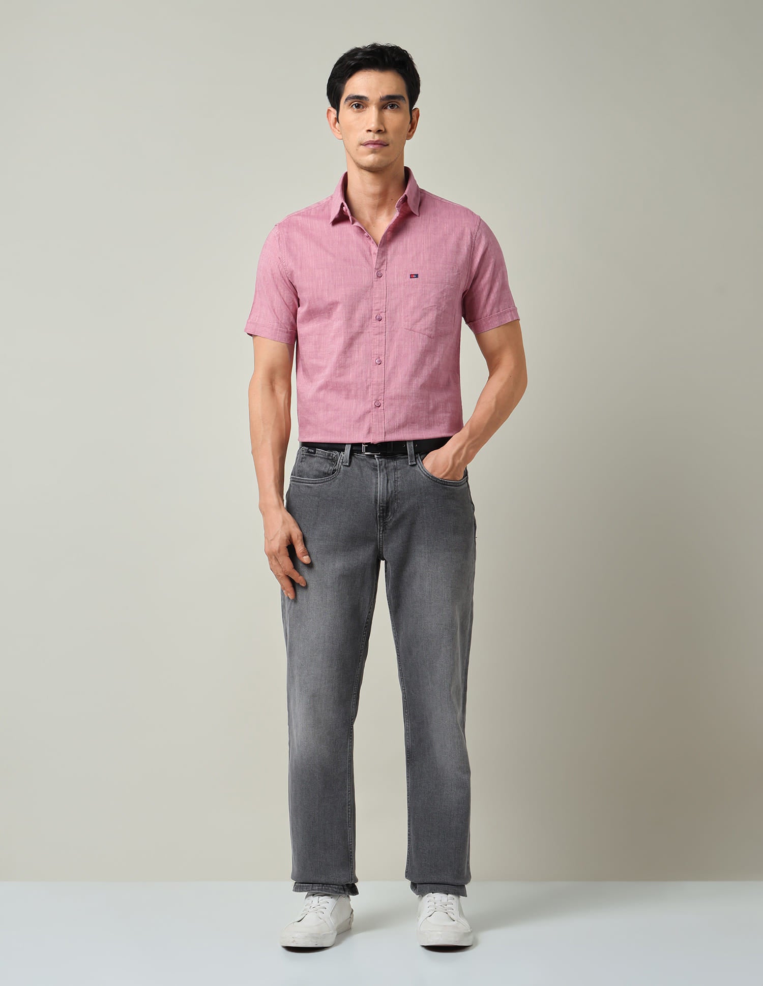 Modern Slim Fit All-Over Self Design Shirt