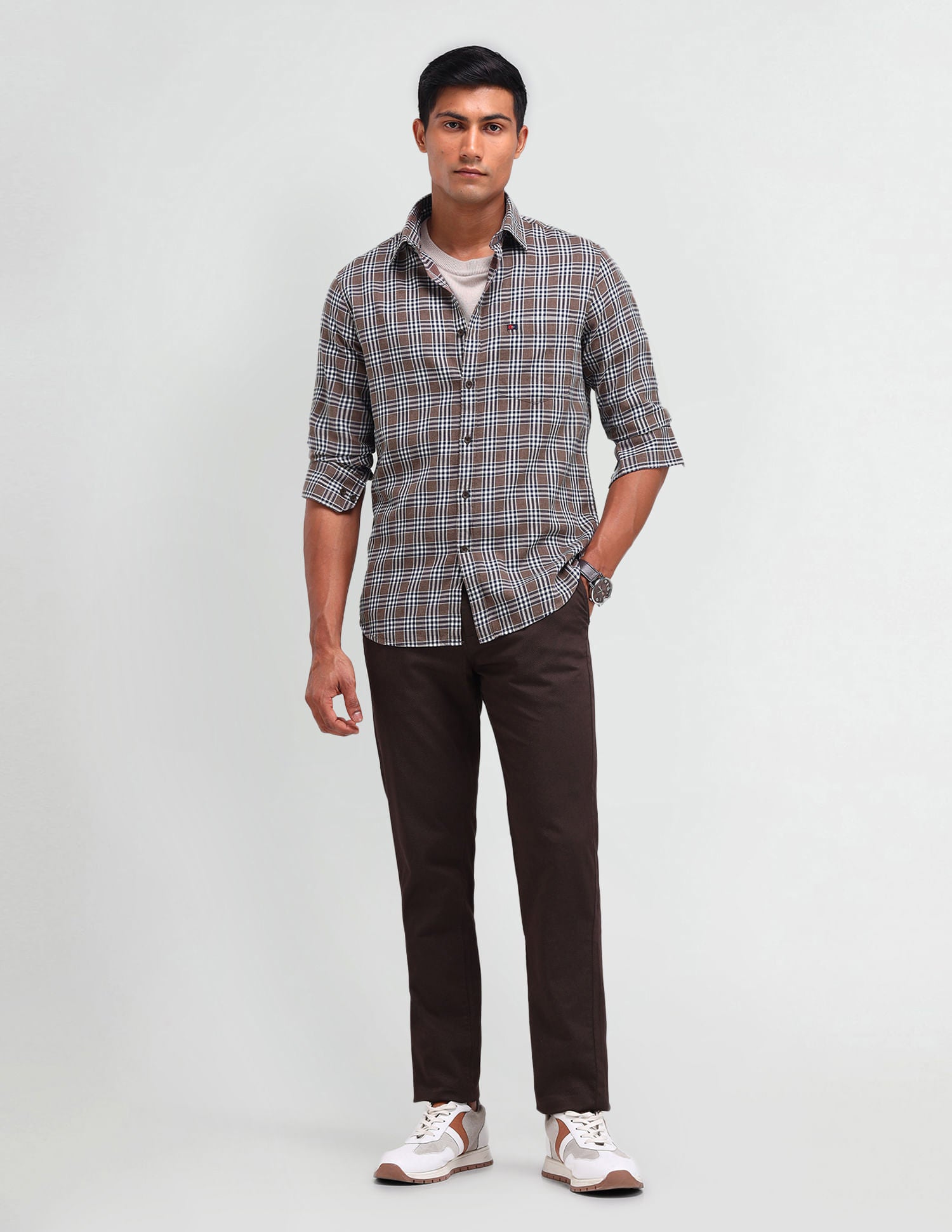 Stylish Twill Plaid Check Shirt