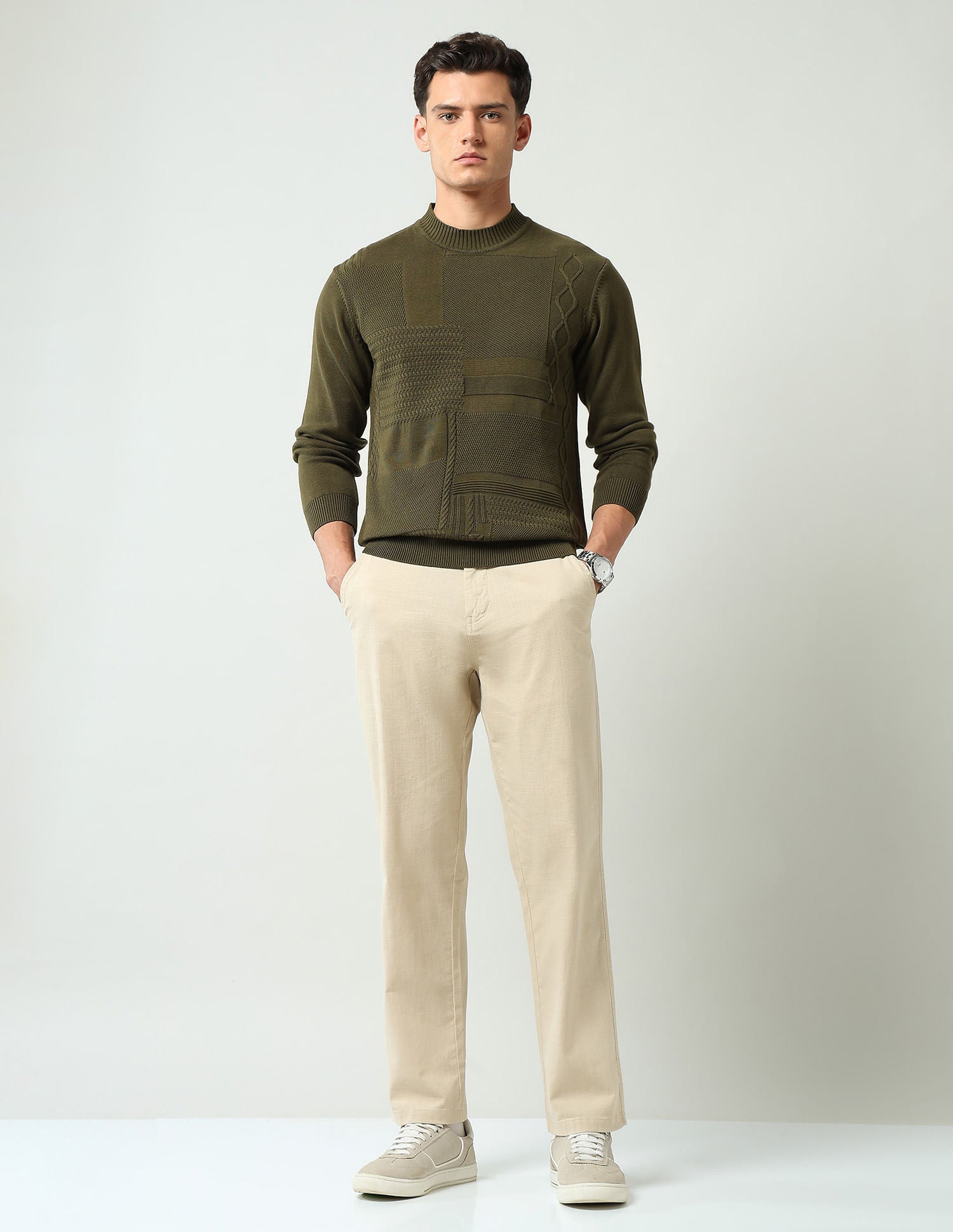 Styled-Edged Modern Slim Fit Textured Sweater
