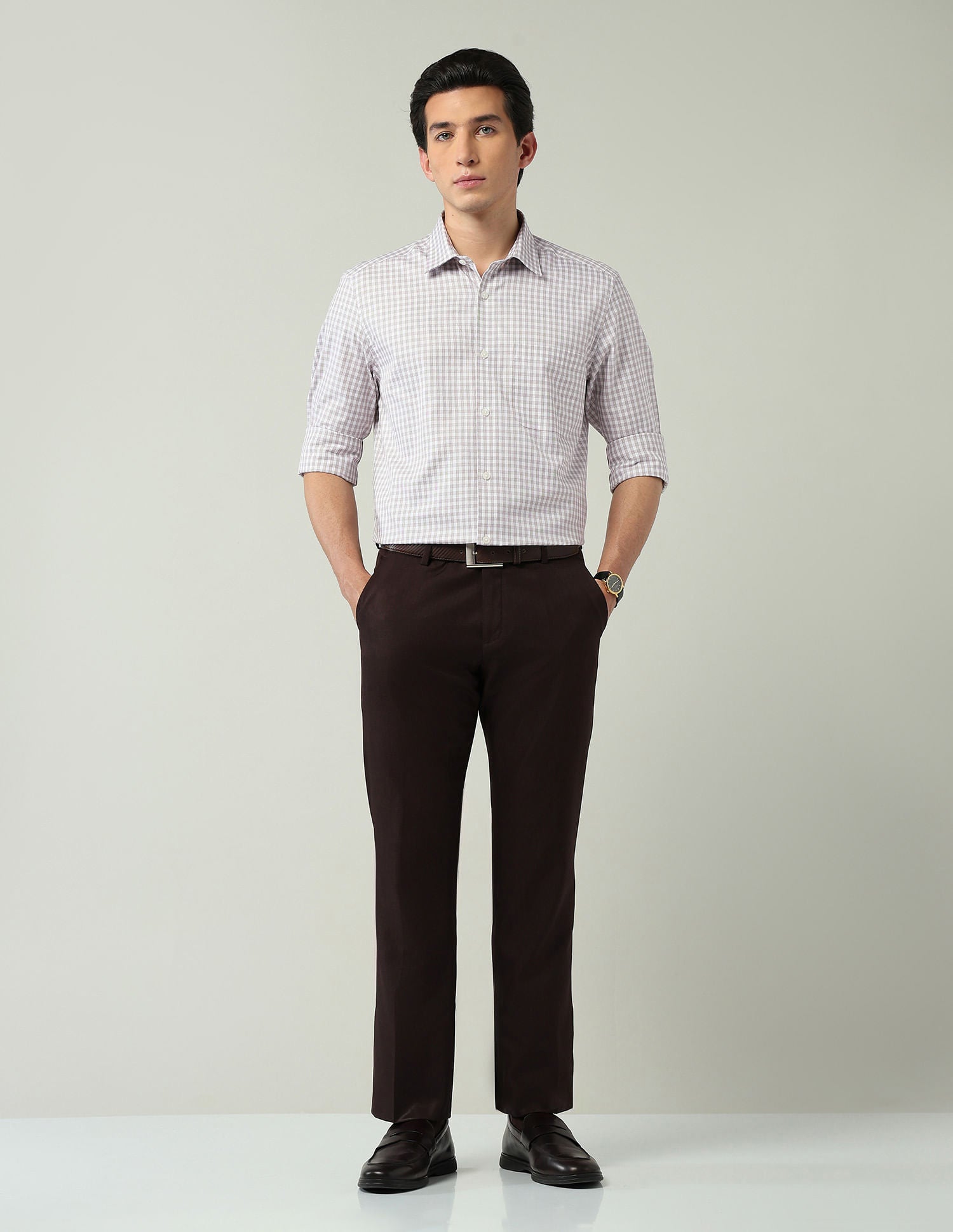 Old-School Regular Fit Grid Tattersall Checked Shirt