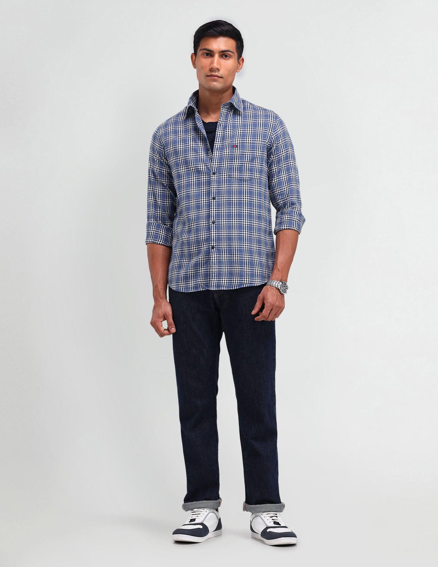Stylish Twill Plaid Check Shirt