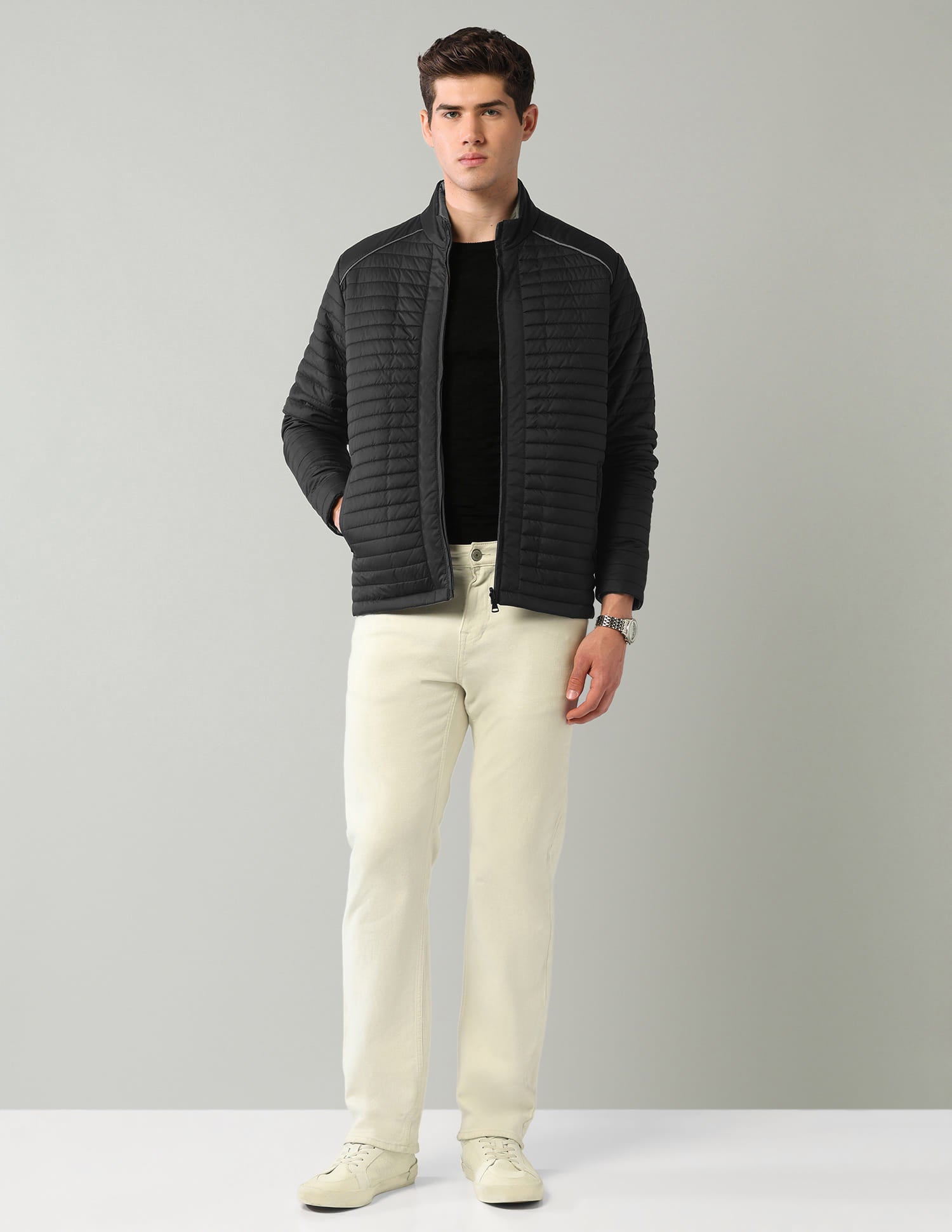 Solid Regular Fit Puffer Jacket
