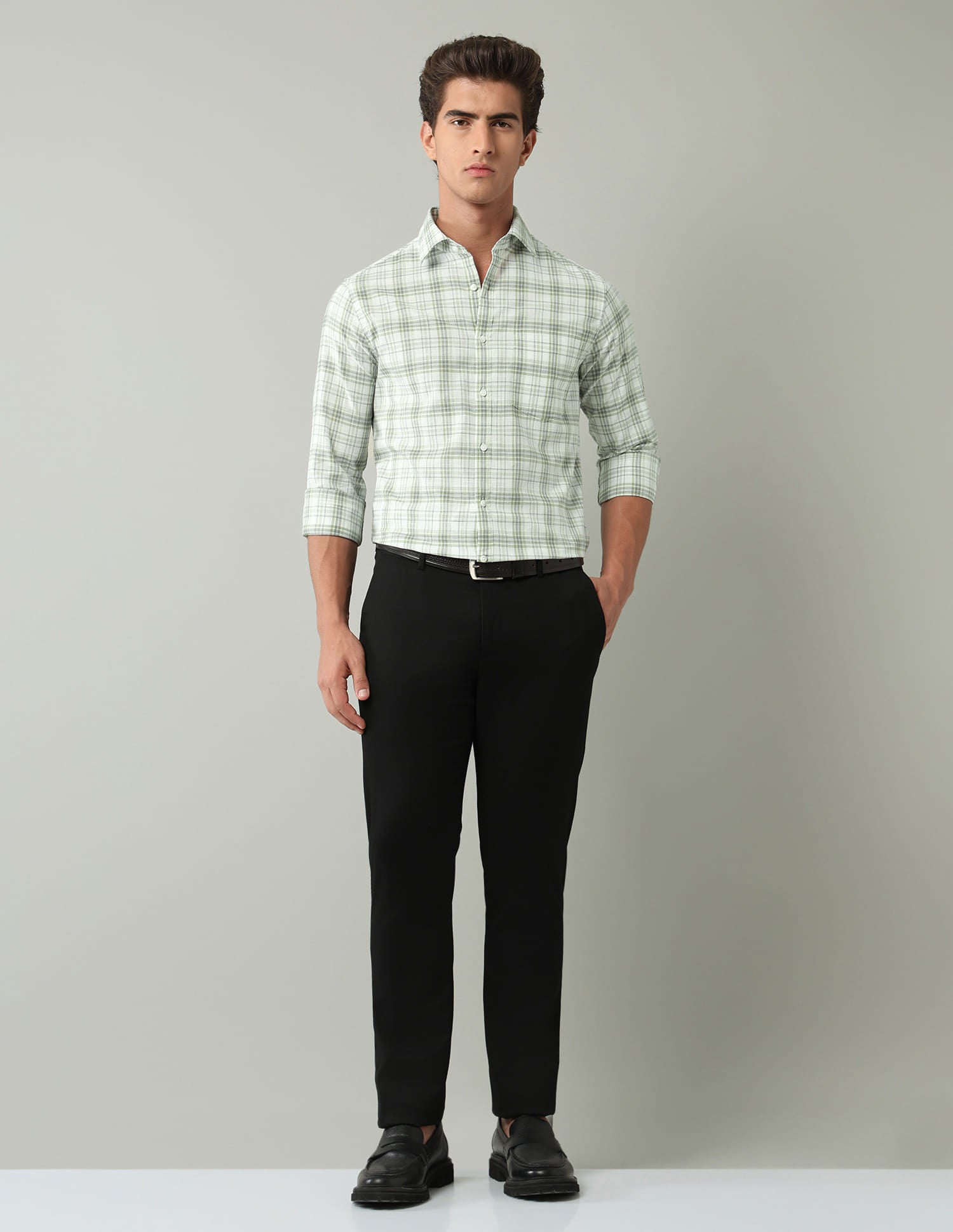 Green Tartan Checked Regular Fit Shirt