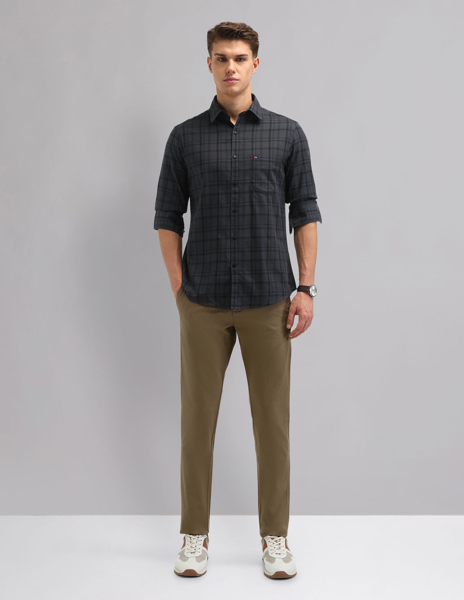 Corporate Sharp Modern Slim Fit Checked Shirt