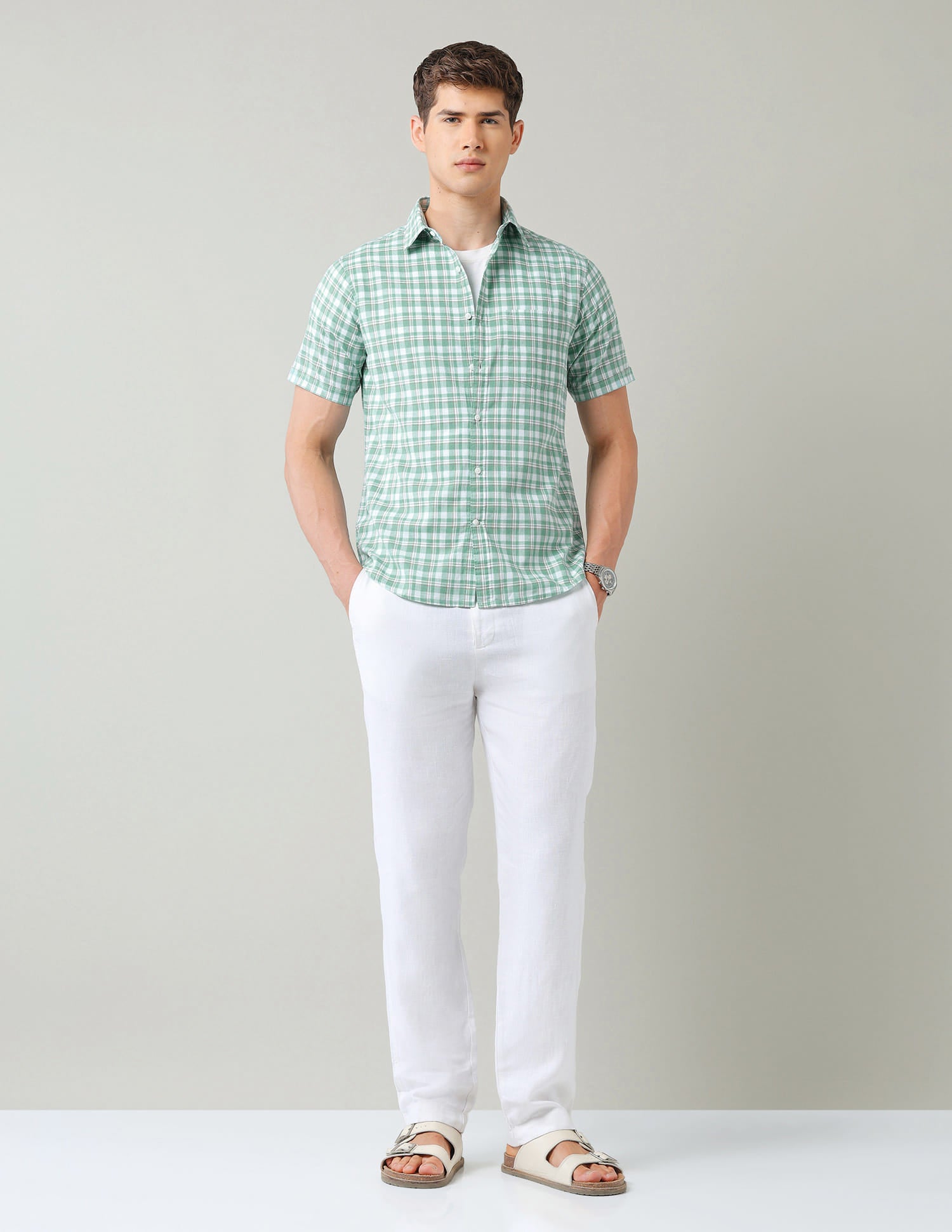 Green Tartan Checked Regular Fit Shirt