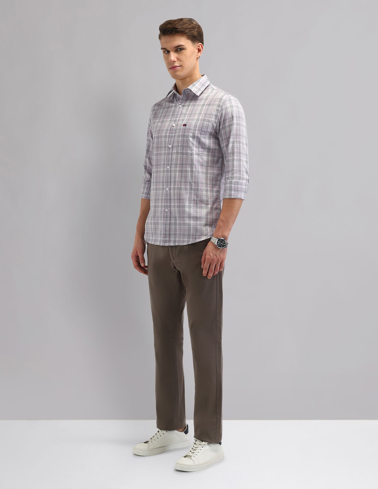 Corporate Sharp Modern Slim Fit Checked Shirt