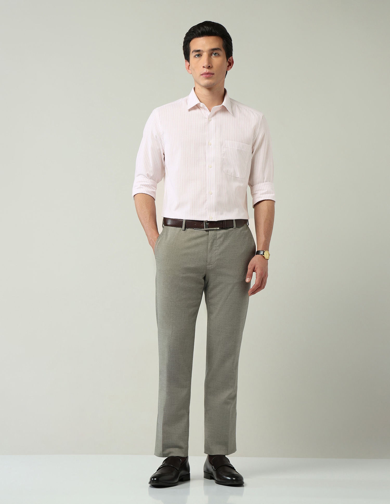 Wardrobe-Coded Regular Fit Vertical Striped Shirt