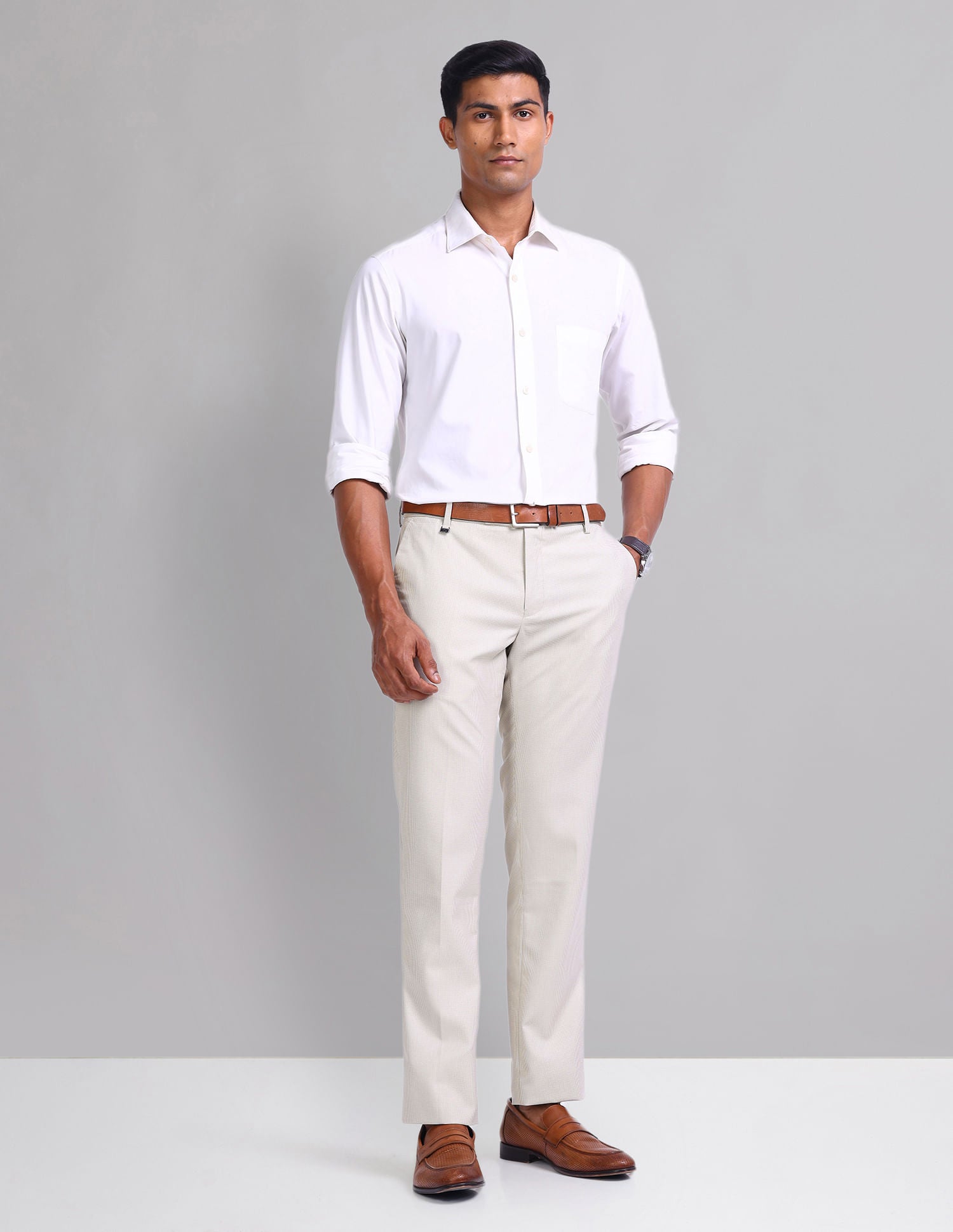 Polished Look Smart Flex Textured Trousers