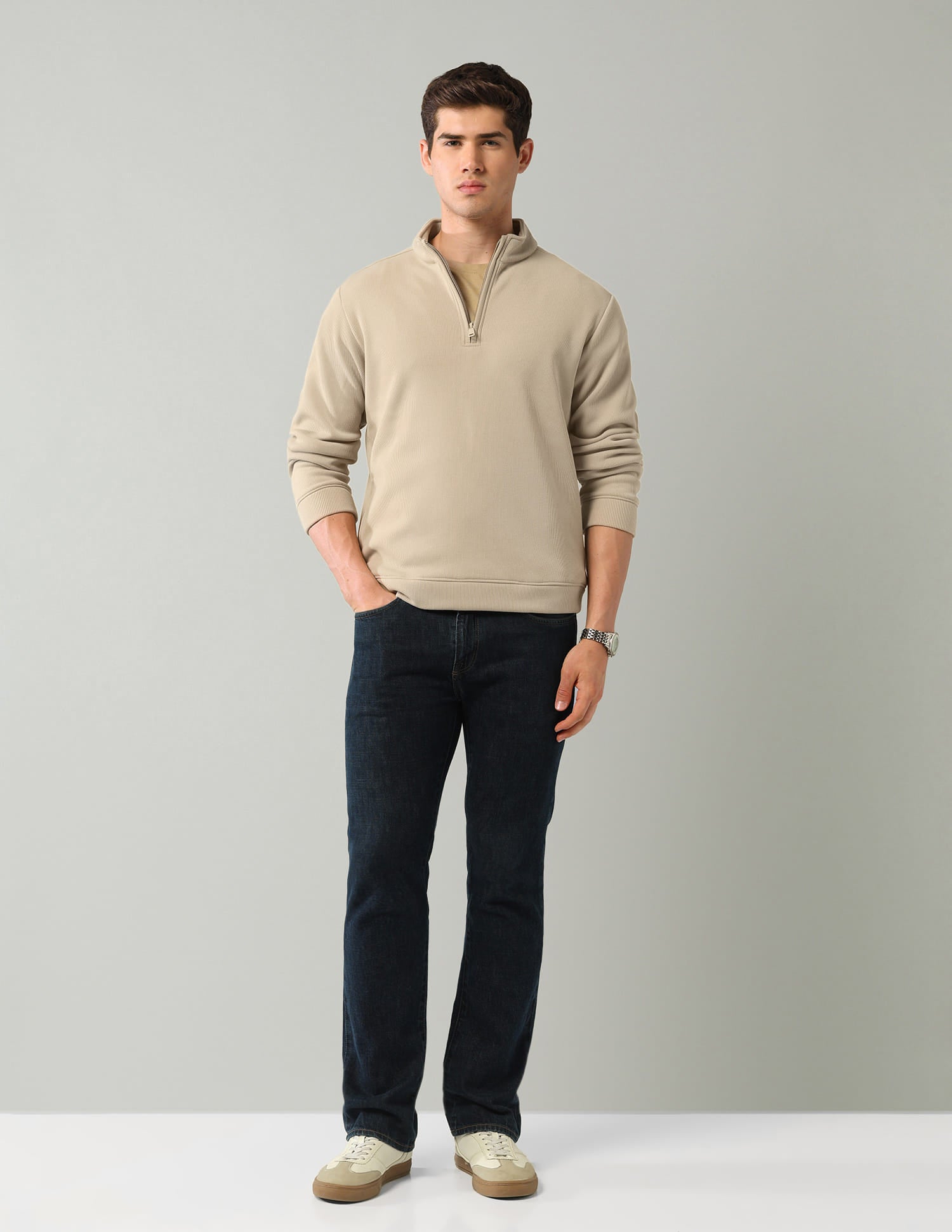 Textured Regular Fit Sweatshirt
