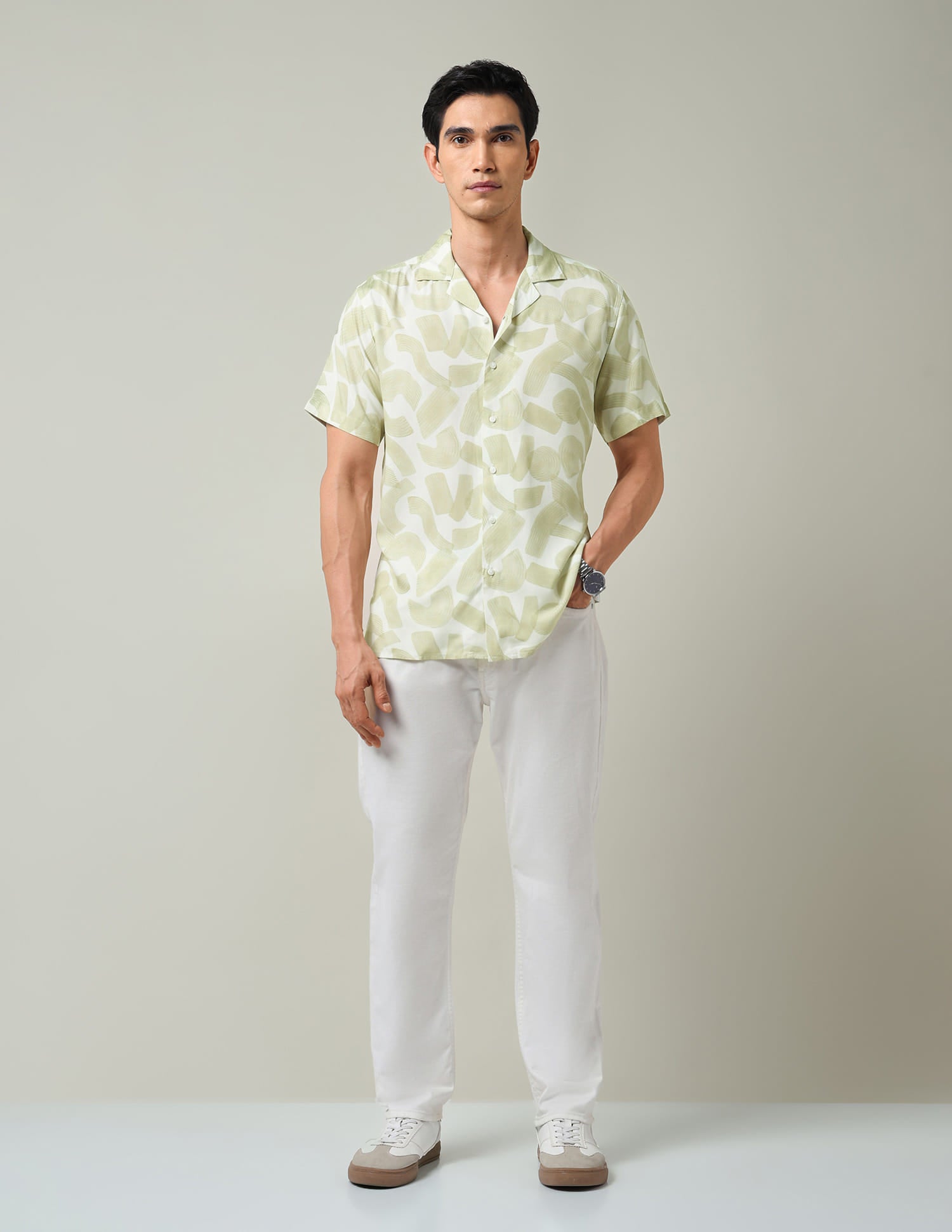 Sophisticated Geometric Print Slim Fit Shirt