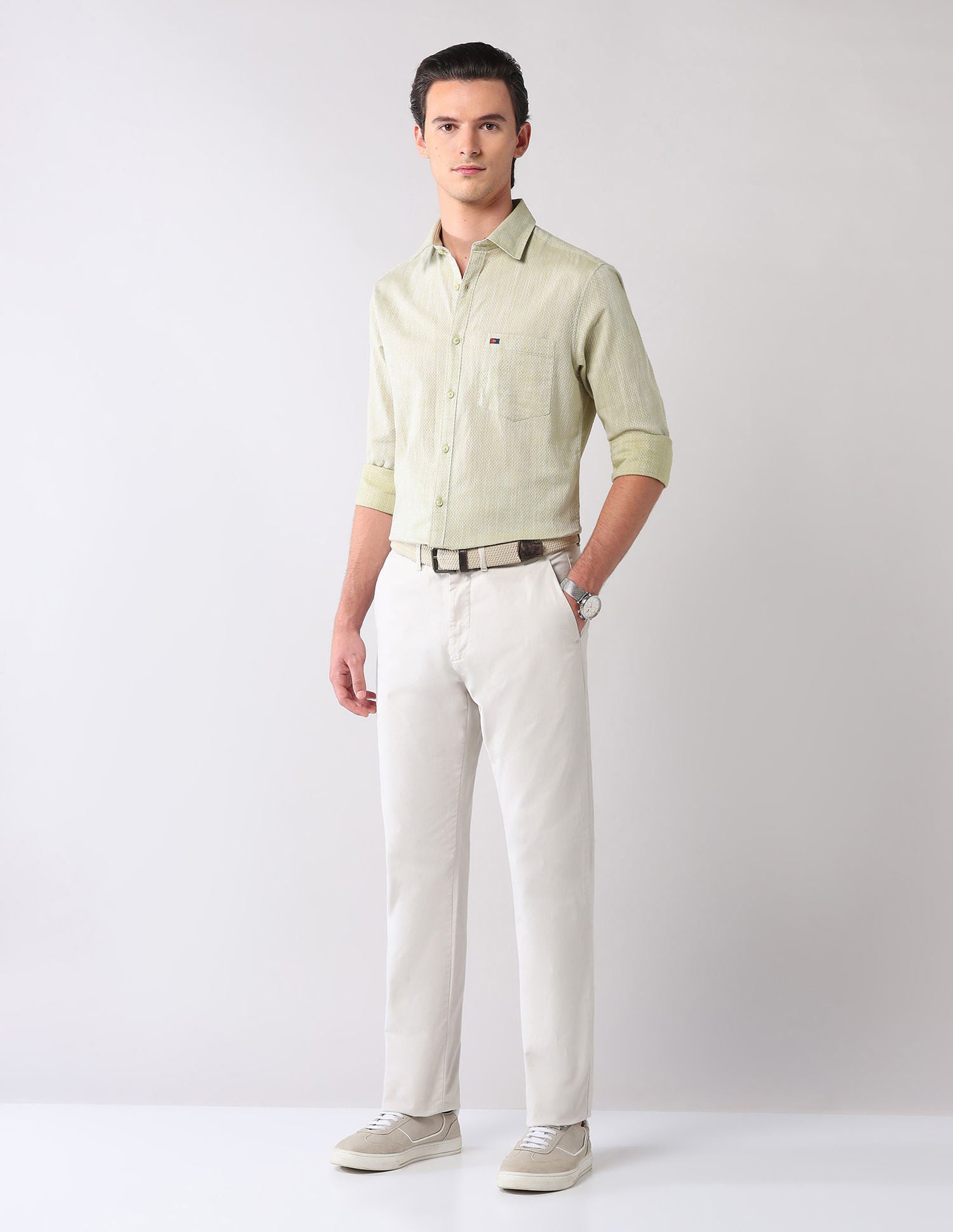 Corporate Ready Modern Slim Fit Self-Design Shirt