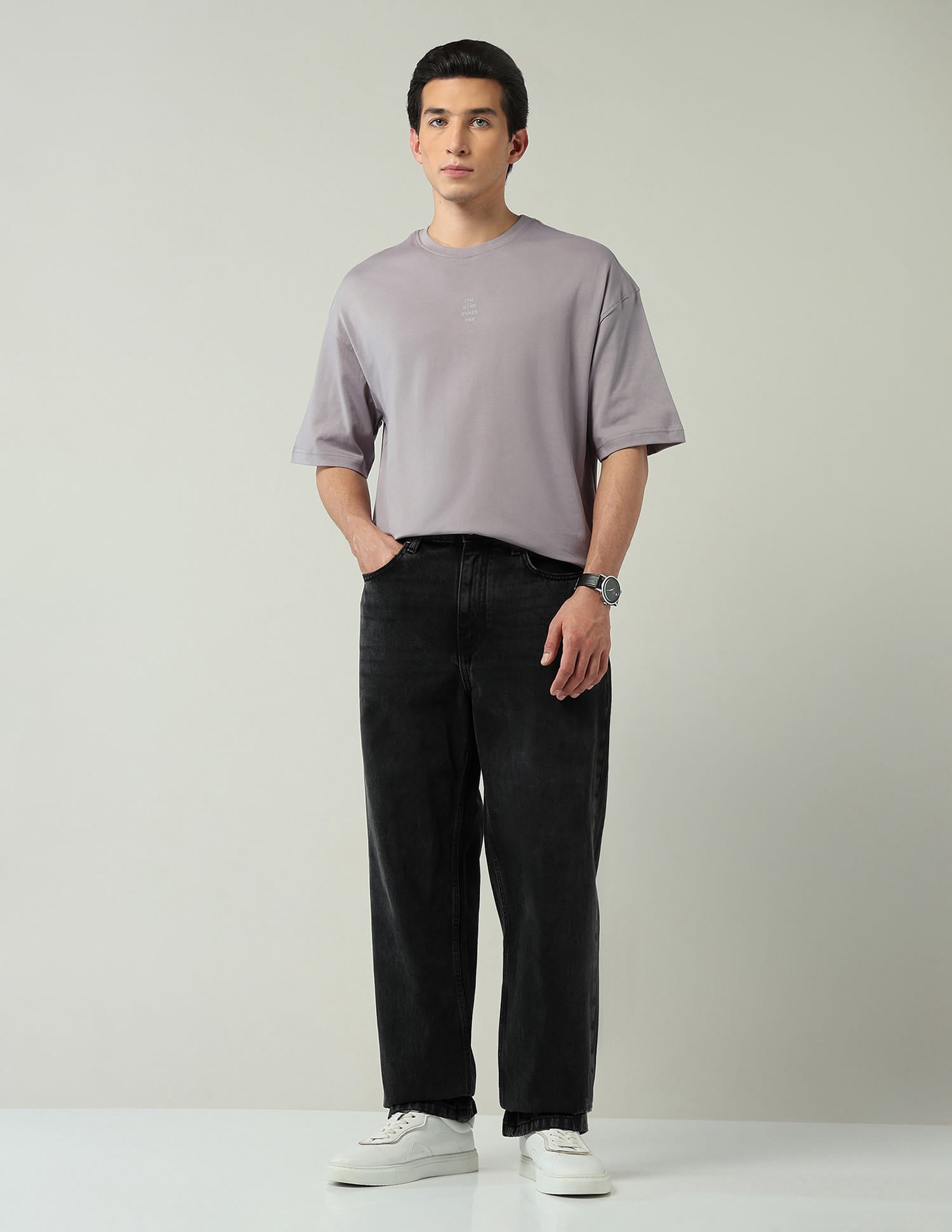 Street-Style Oversized Fit Solid T-Shirt