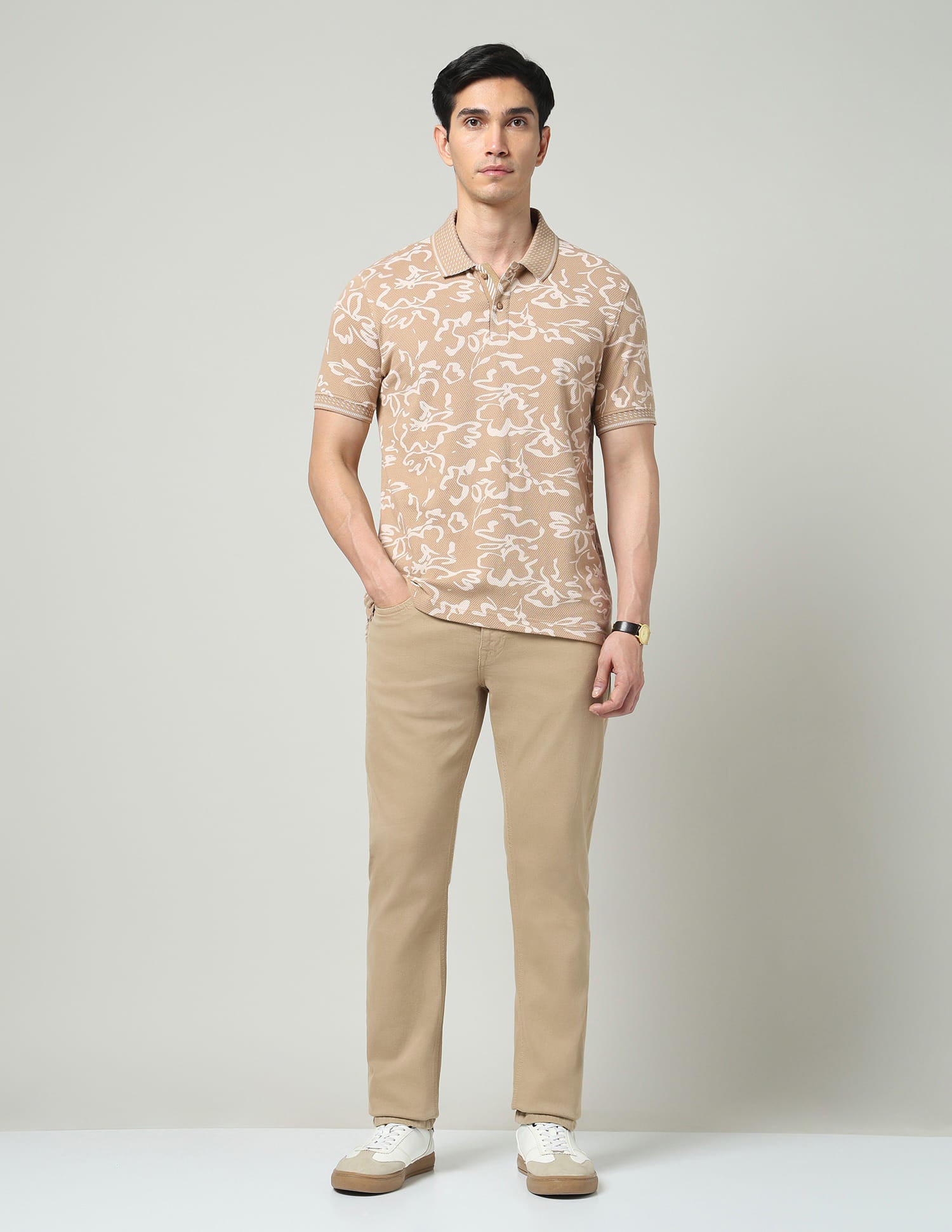 Vogue Fit Floral Printed Slim Fit Polo Shirt