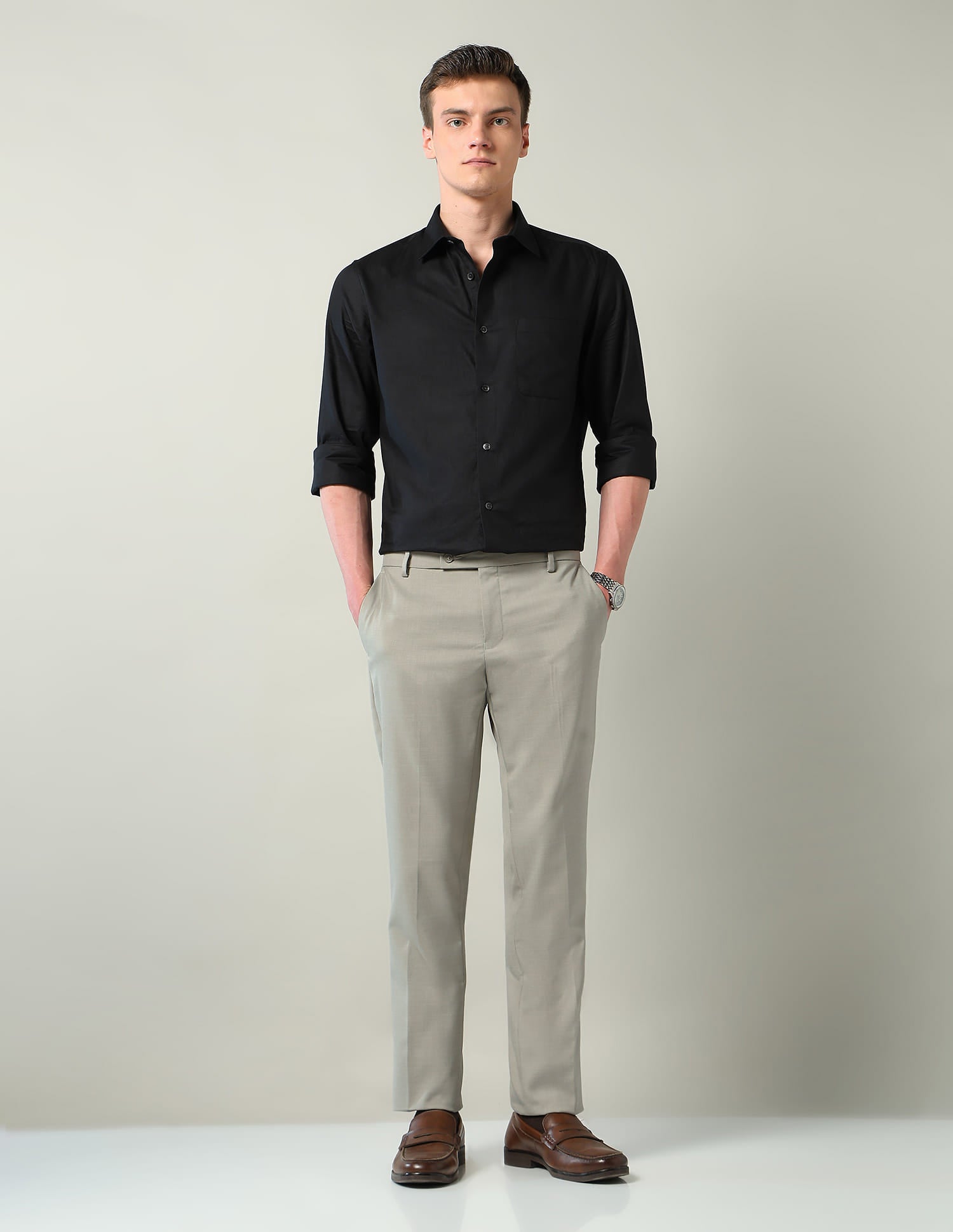 Mid Rise Regular Fit Formal Trousers